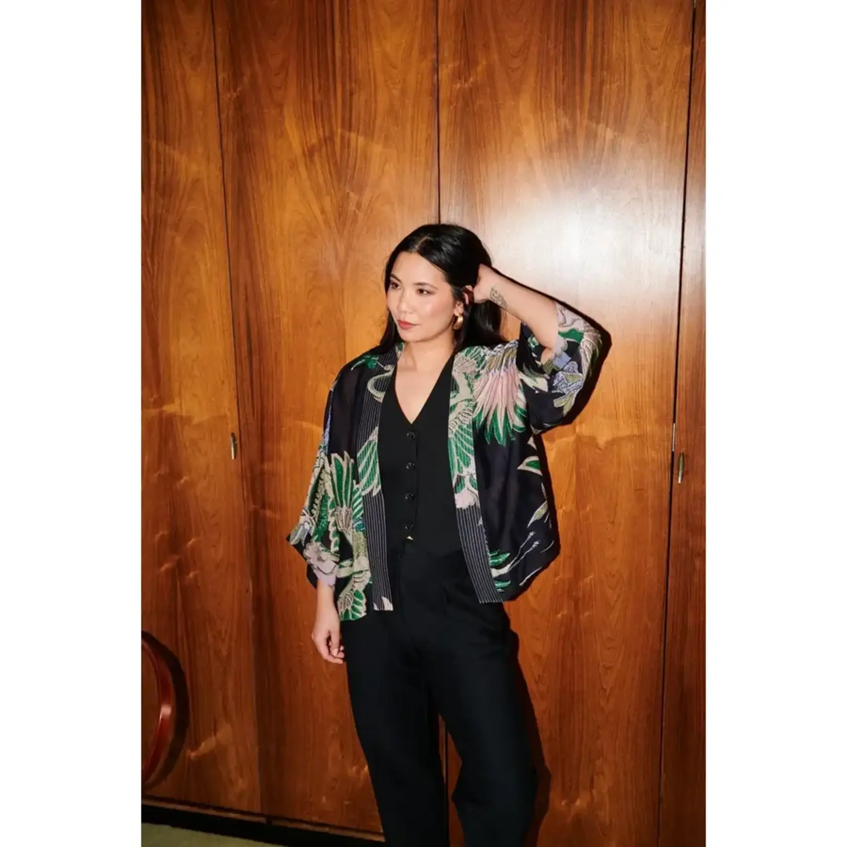 ONE HUNDRED STARS Crane Emerald Kimono