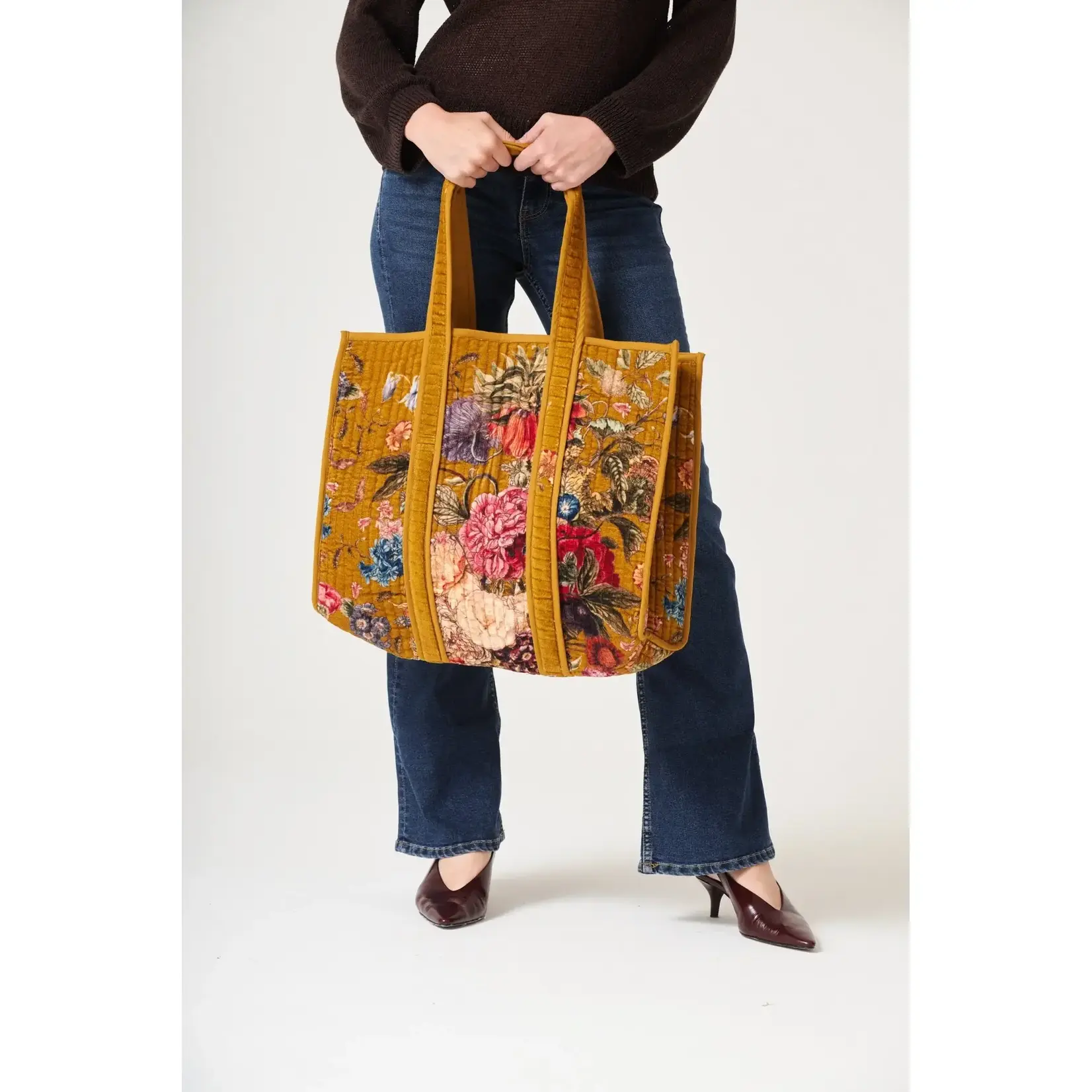 ONE HUNDRED STARS Primula Gold Velvet Tote Bag