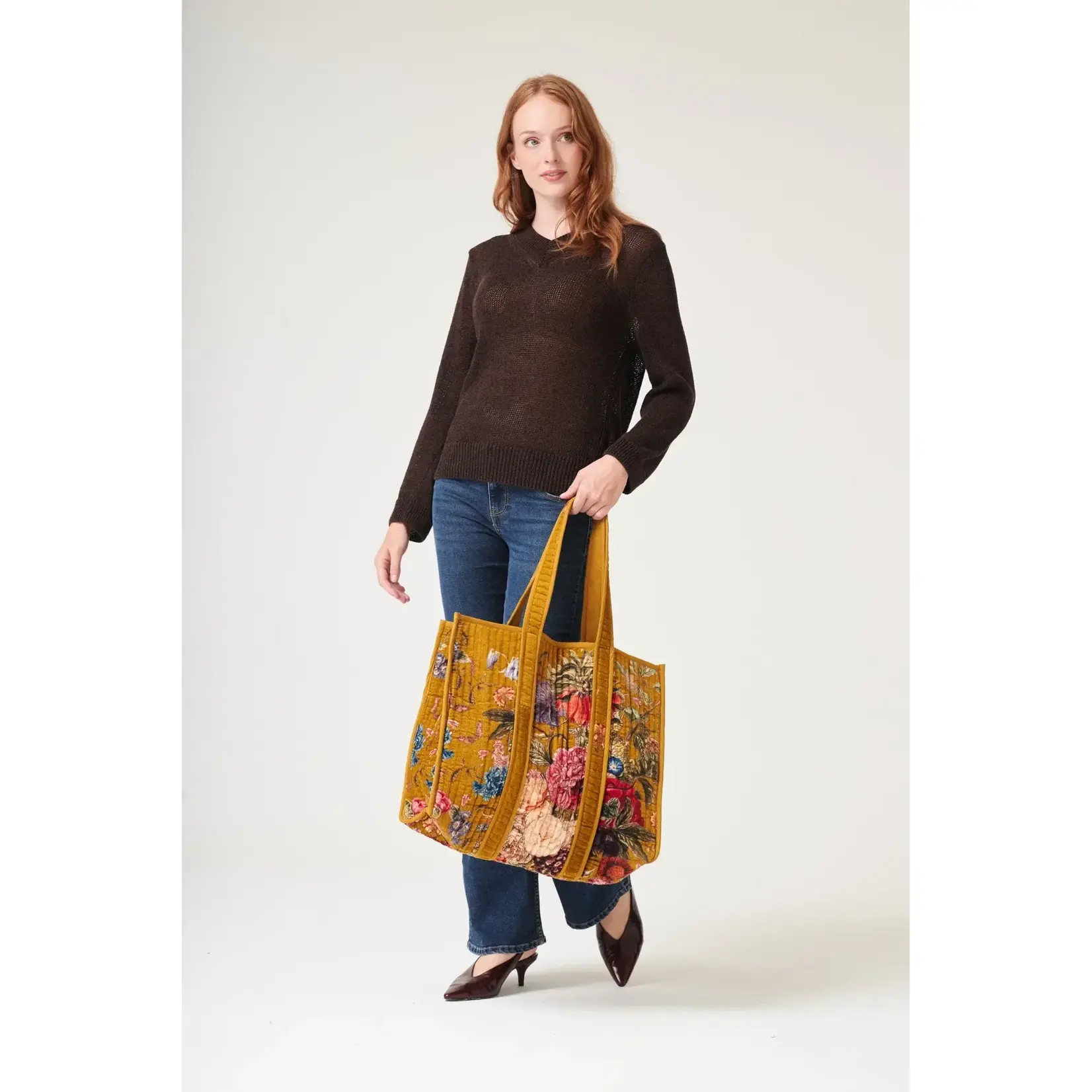 ONE HUNDRED STARS Primula Gold Velvet Tote Bag
