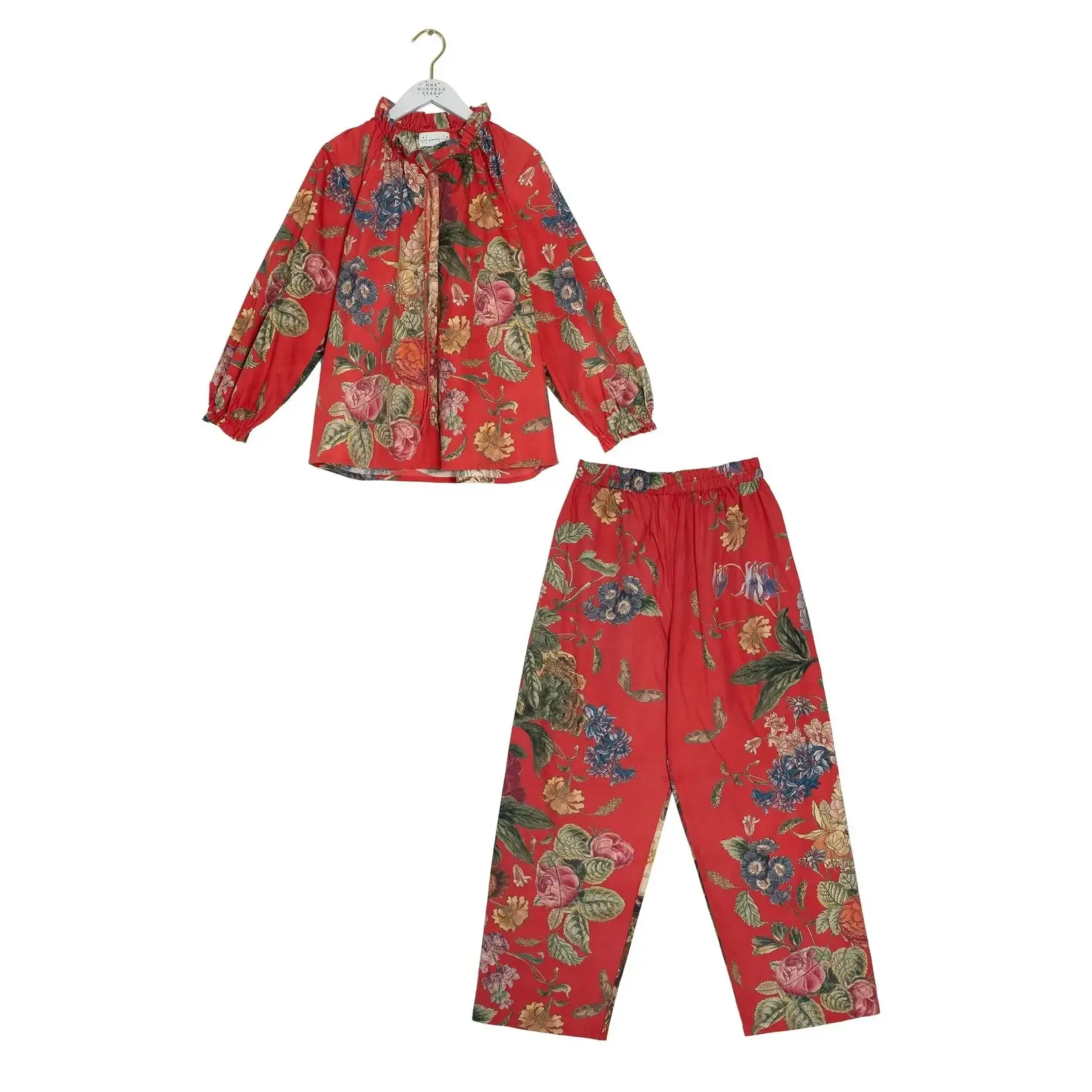 ONE HUNDRED STARS Primula Berry Poplin Pyjama Set
