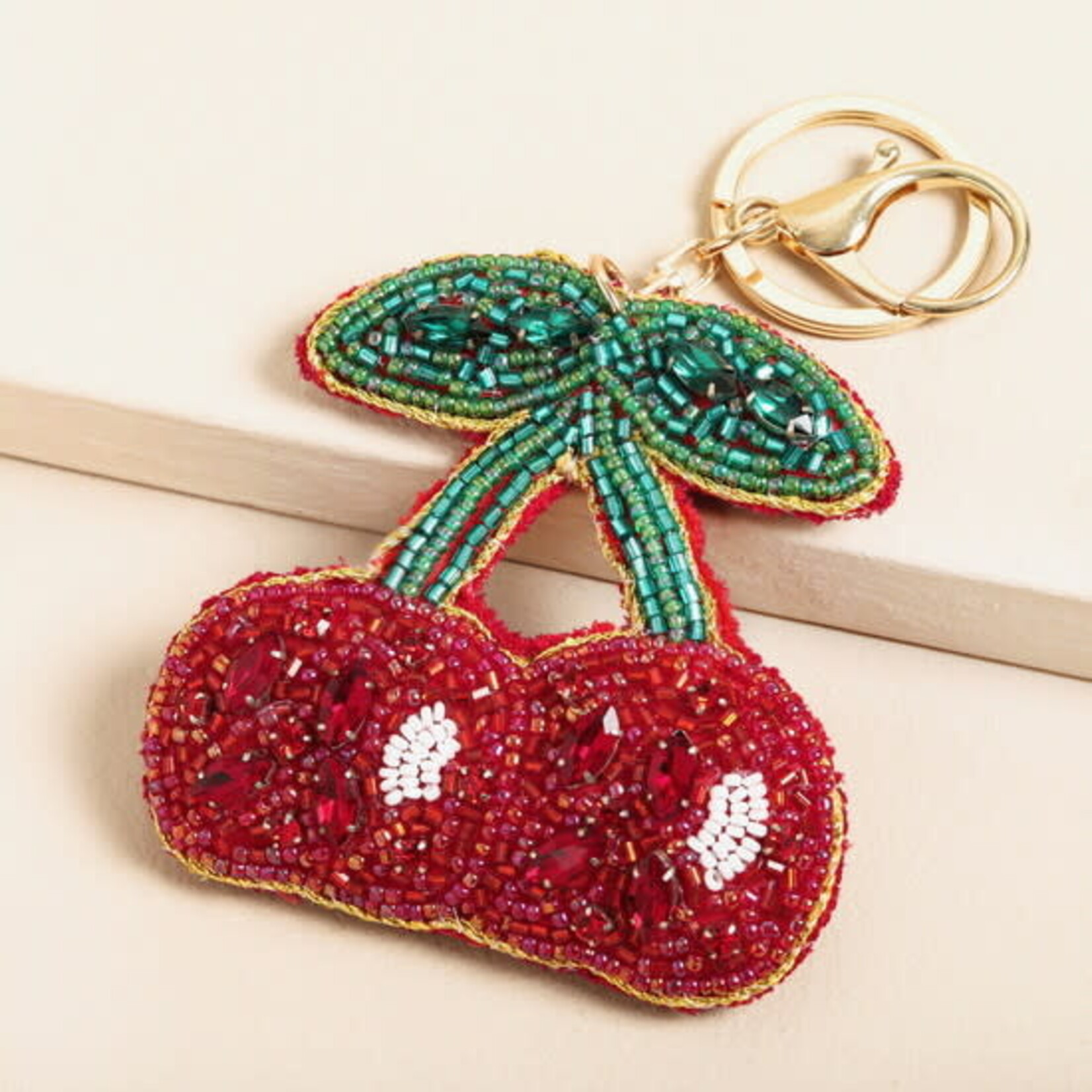 Lisa Angel Beaded Cherry Keyring and Bag Charm