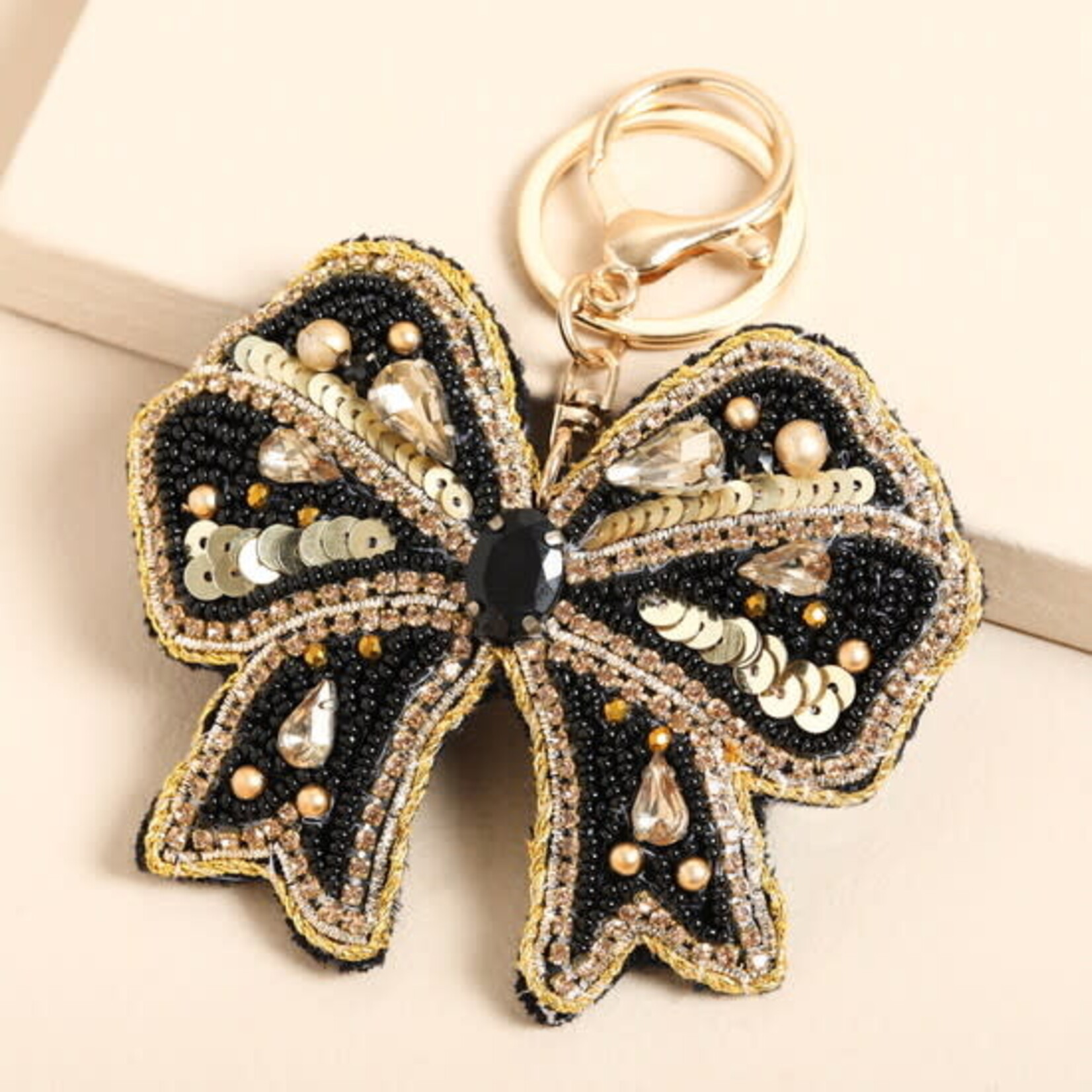 Lisa Angel Beaded Bow Keyring and Bag Charm