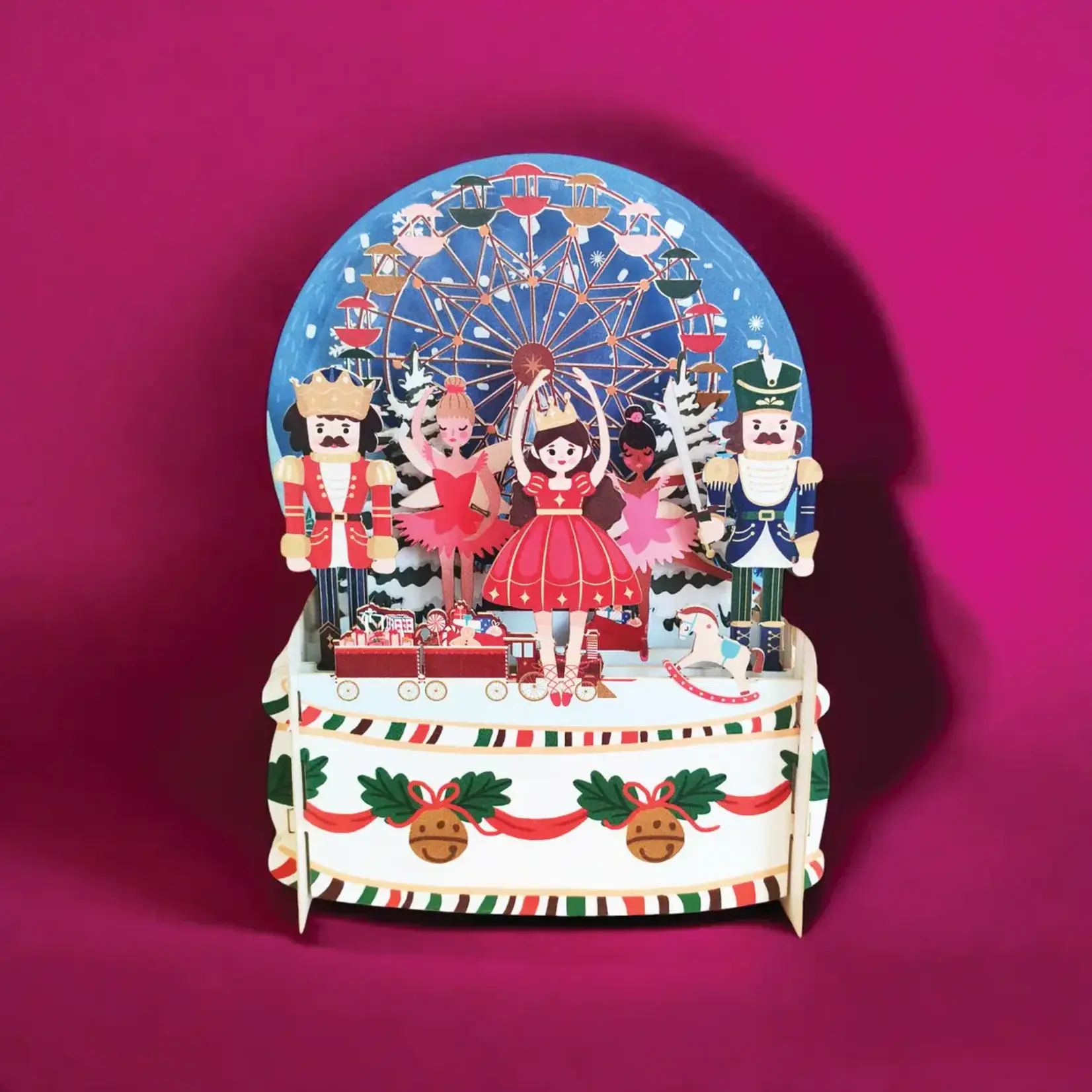 AllJoy Design Nutcracker White Snow Globe Christmas Card