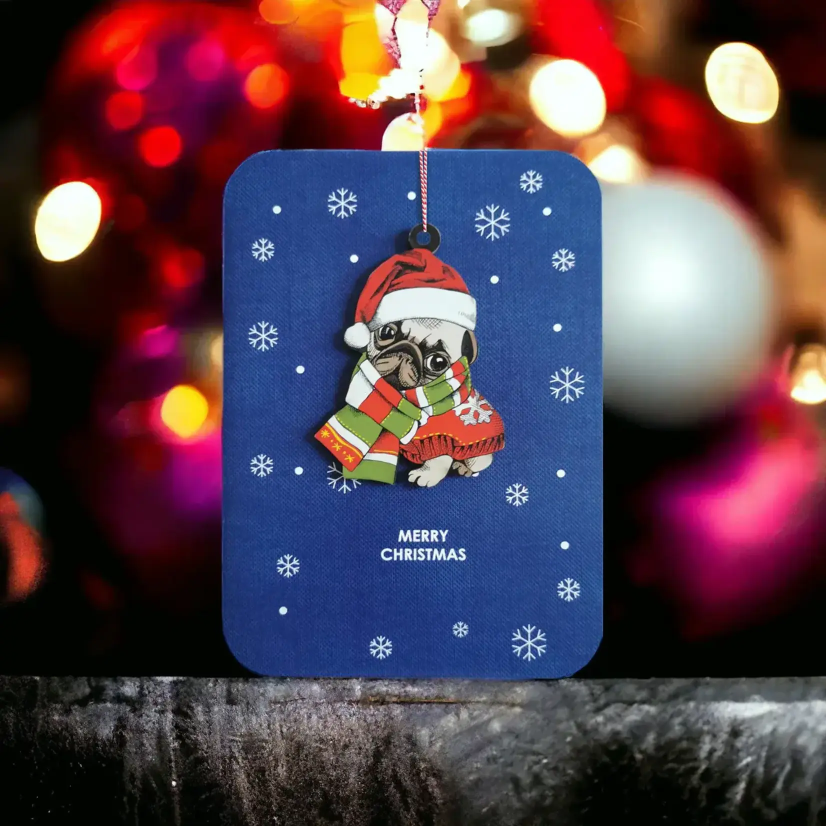 AllJoy Design Pug Dog Decoration Christmas Card