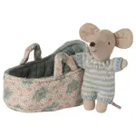 Maileg Maileg Baby mouse in carry cot - Blue