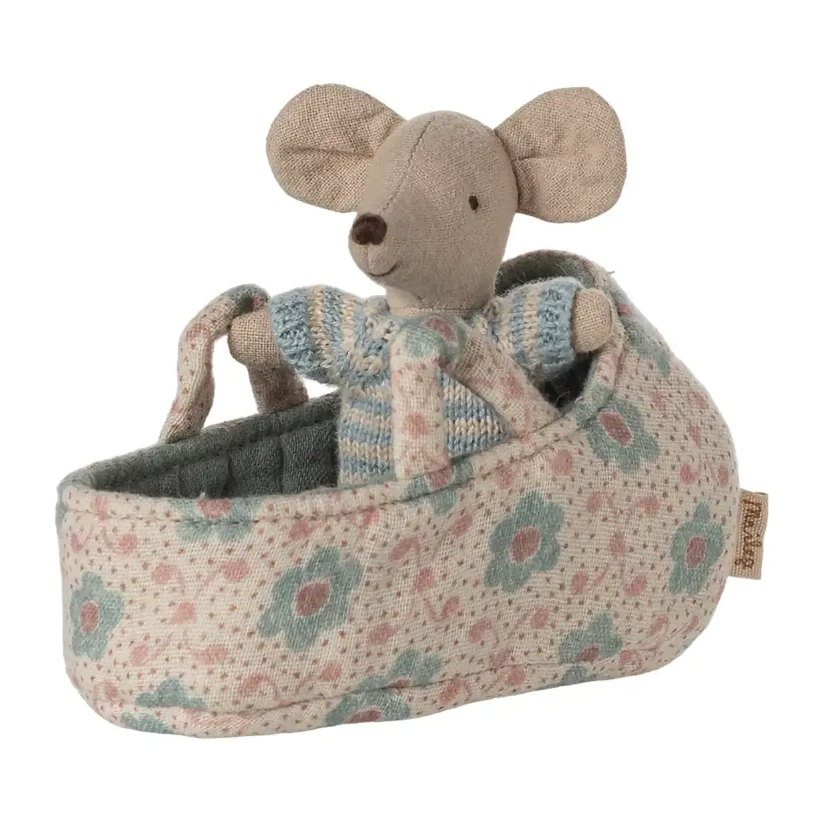 Maileg Maileg Baby mouse in carry cot - Blue