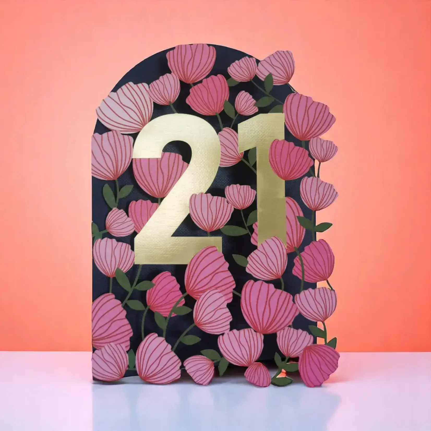AllJoy Design 21st Floral Laser Cut Card