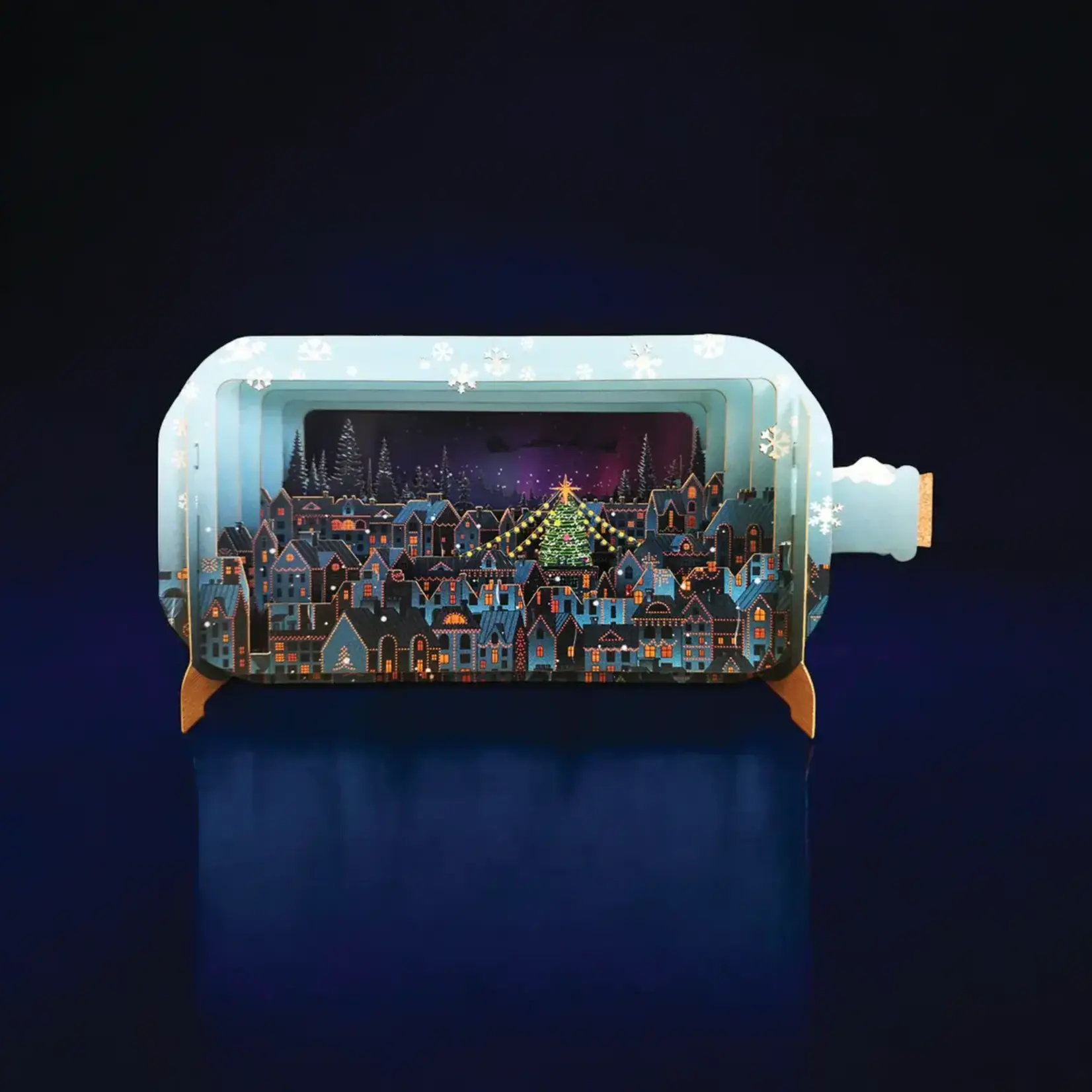 AllJoy Design Christmas Night Message in a Bottle 3D Card