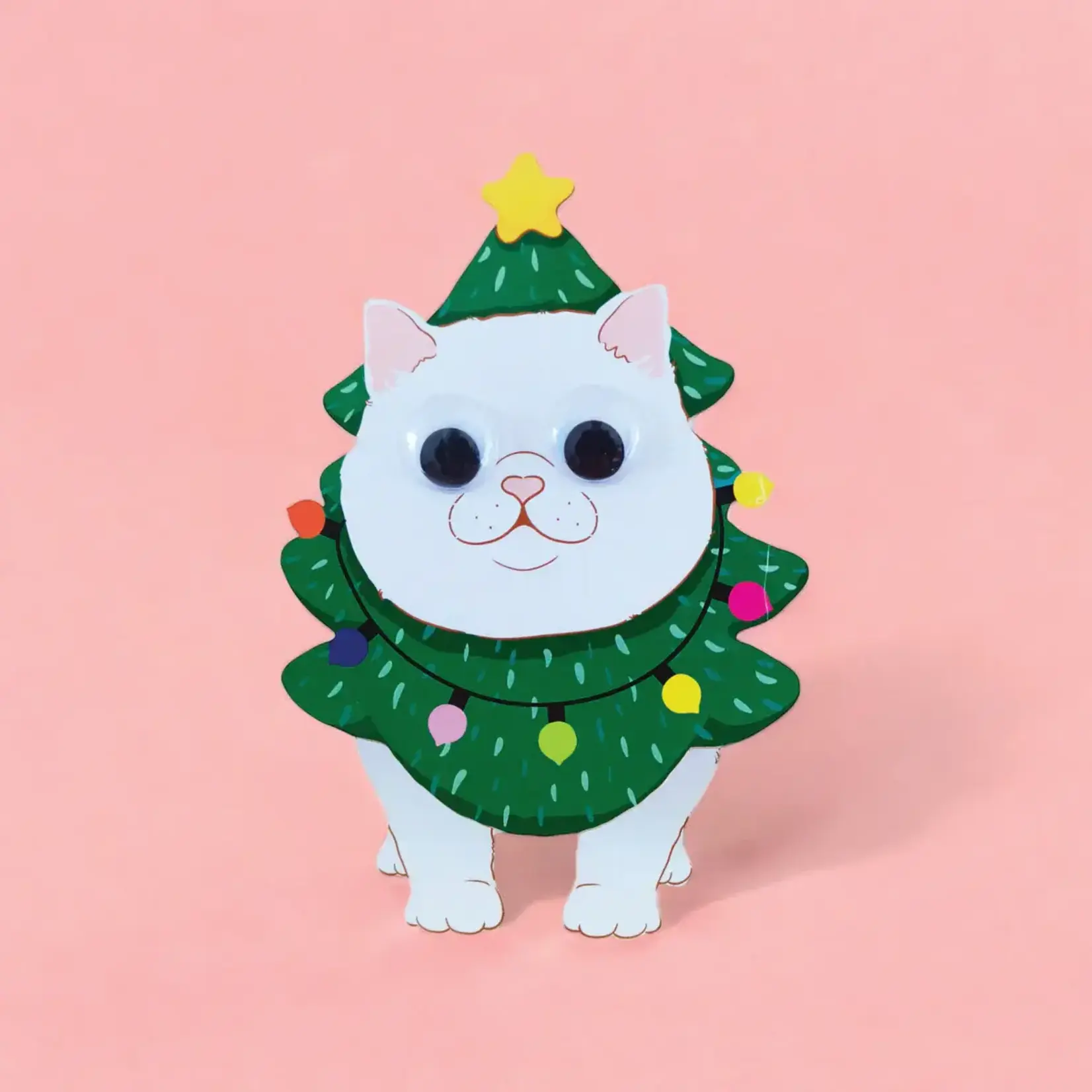 AllJoy Design Christmas Cat Wobbly Eyes Card