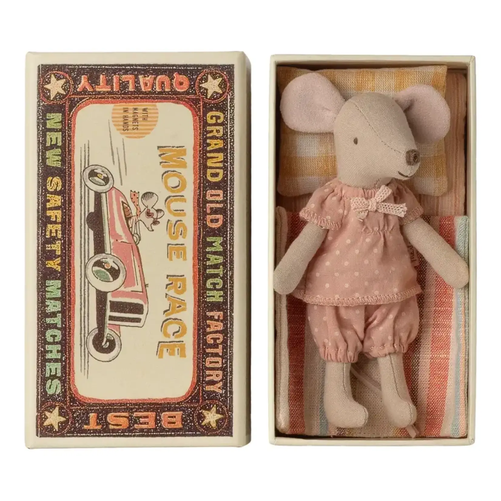 Maileg Maileg Big sister mouse in matchbox Pink Pjs