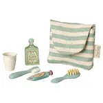 Maileg Maileg Toothbrush set in bag Mouse - Blue stripe