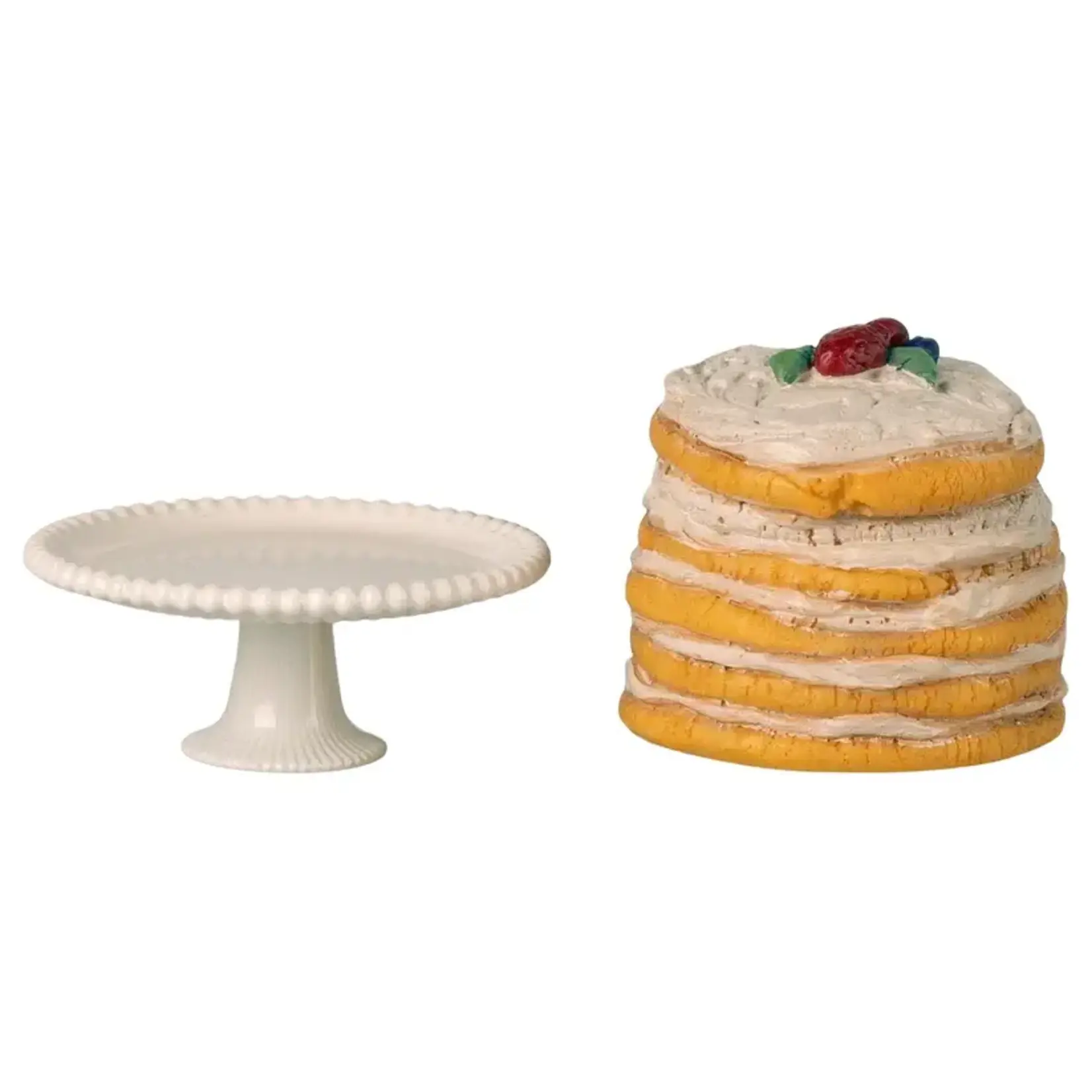 Maileg Maileg Party cake and cake stand Mouse - Off white
