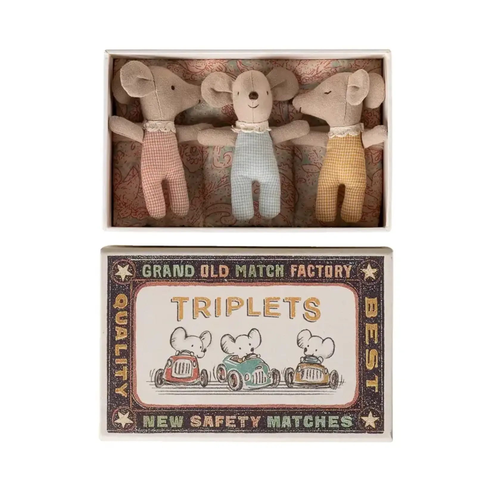 Maileg Maileg Triplets Baby mice in matchbox - Checker NEW