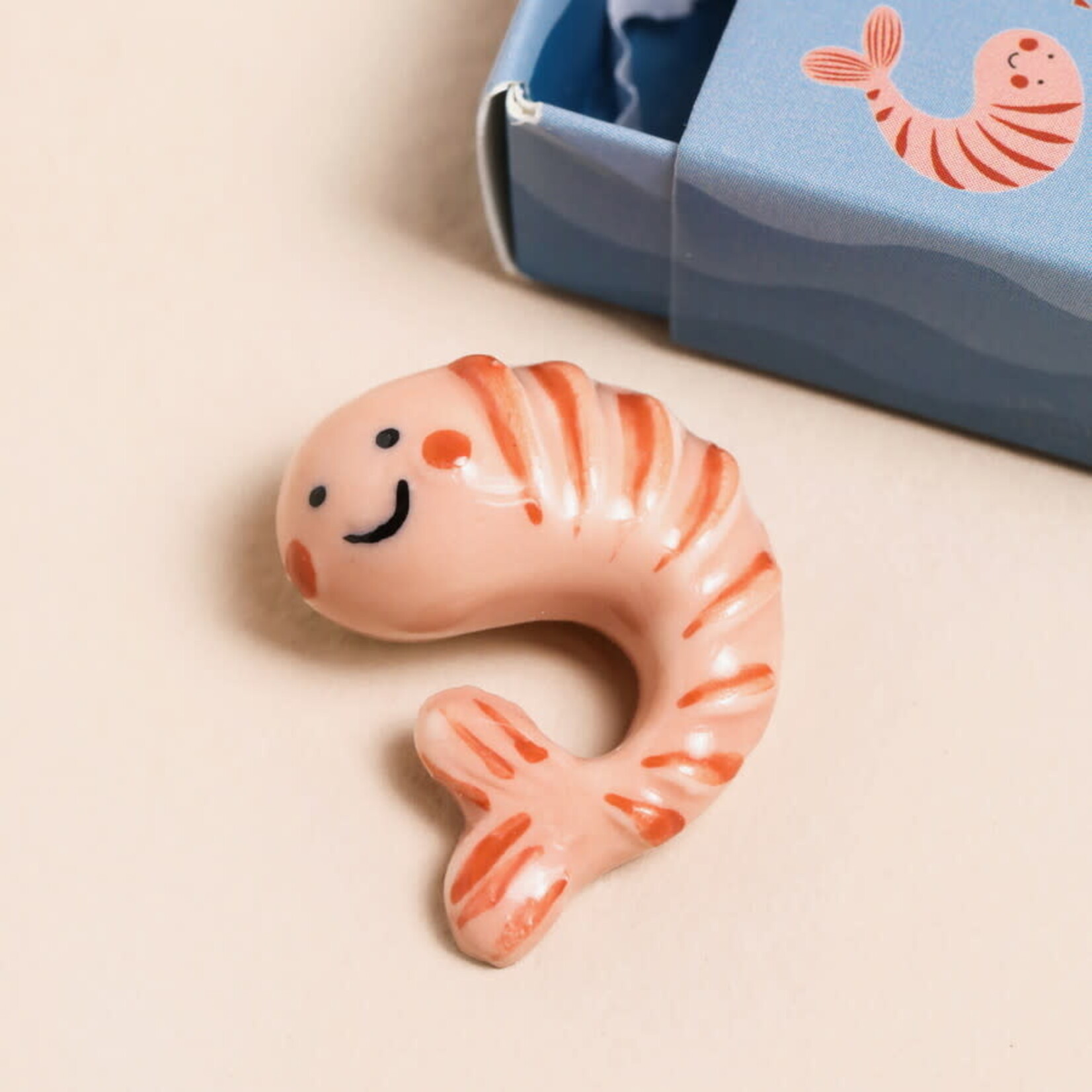 Lisa Angel Tiny Matchbox Ceramic Shrimp Token