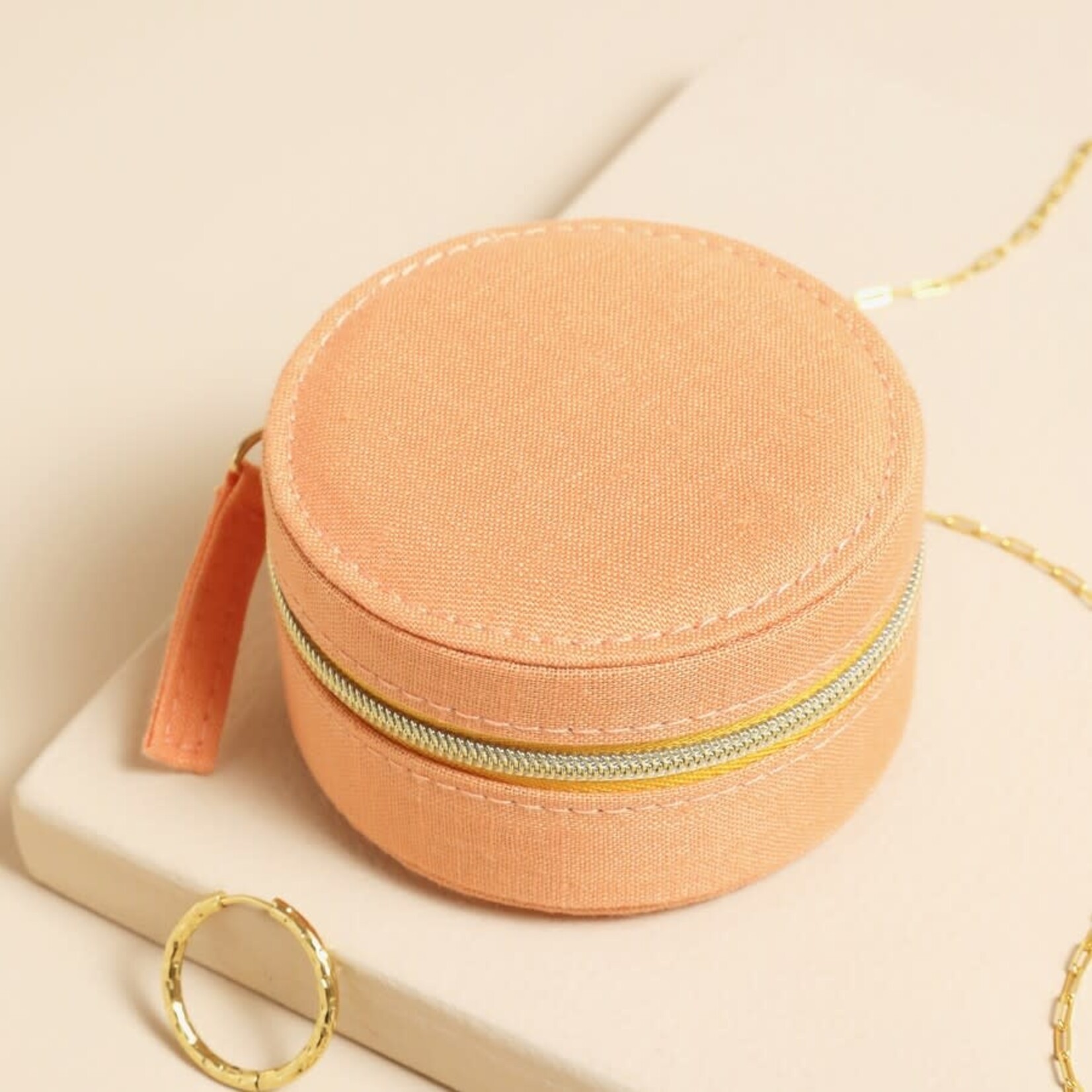 Lisa Angel Mini Round Jewellery Case in Tangerine