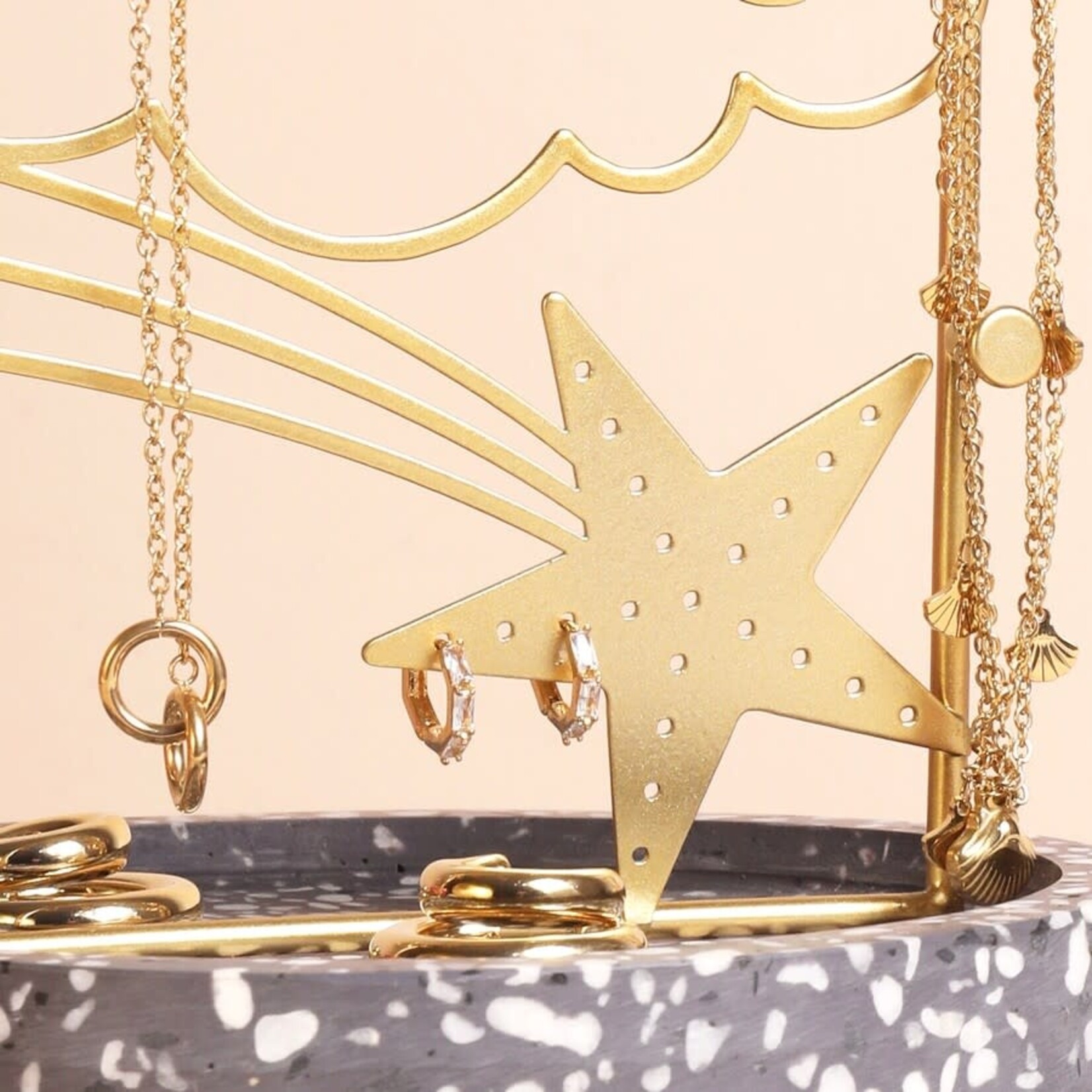 Lisa Angel Celestial Metal Jewellery Stand with Terrazzo Base