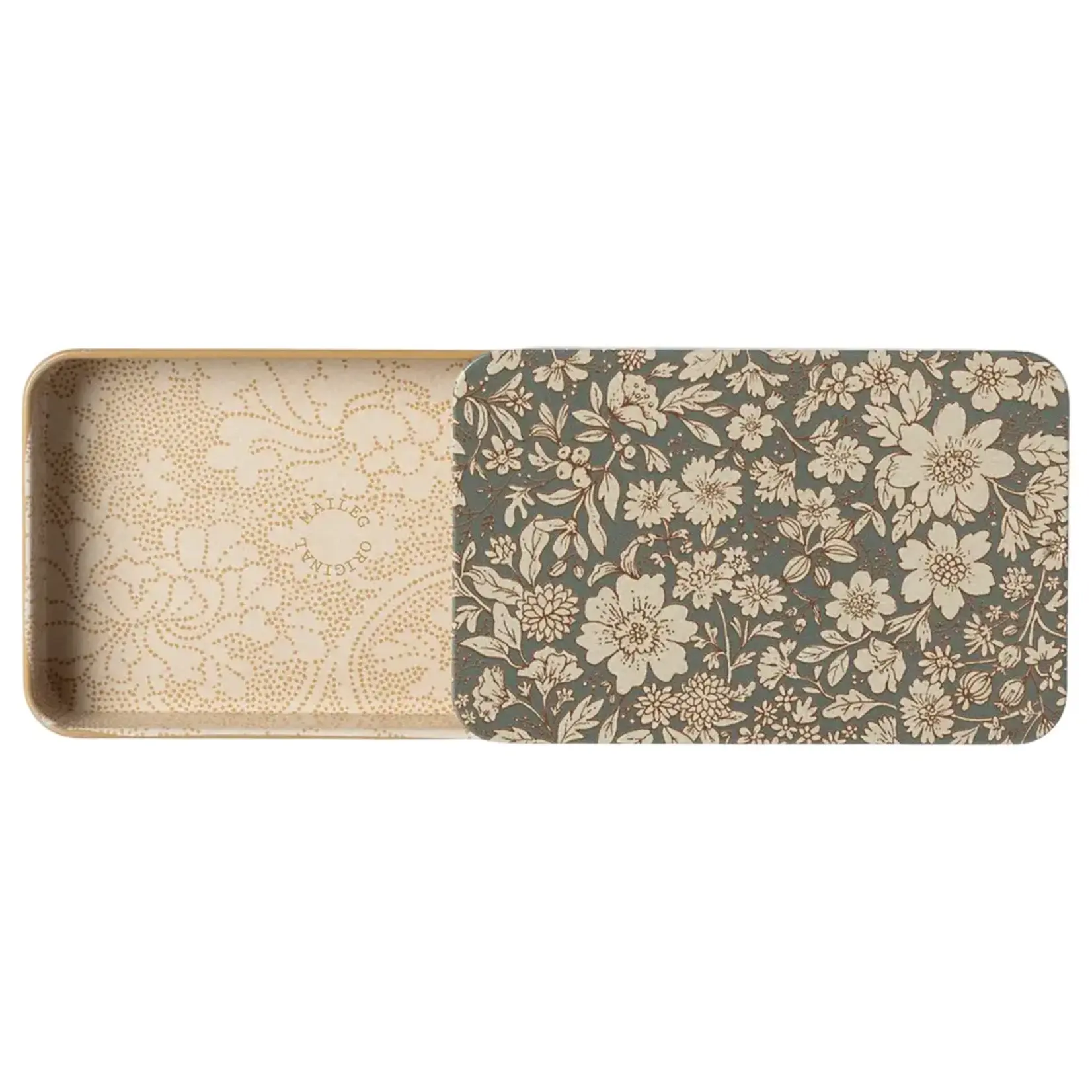 Maileg Maileg Metal tin box with sliding lid Blossom - Blue