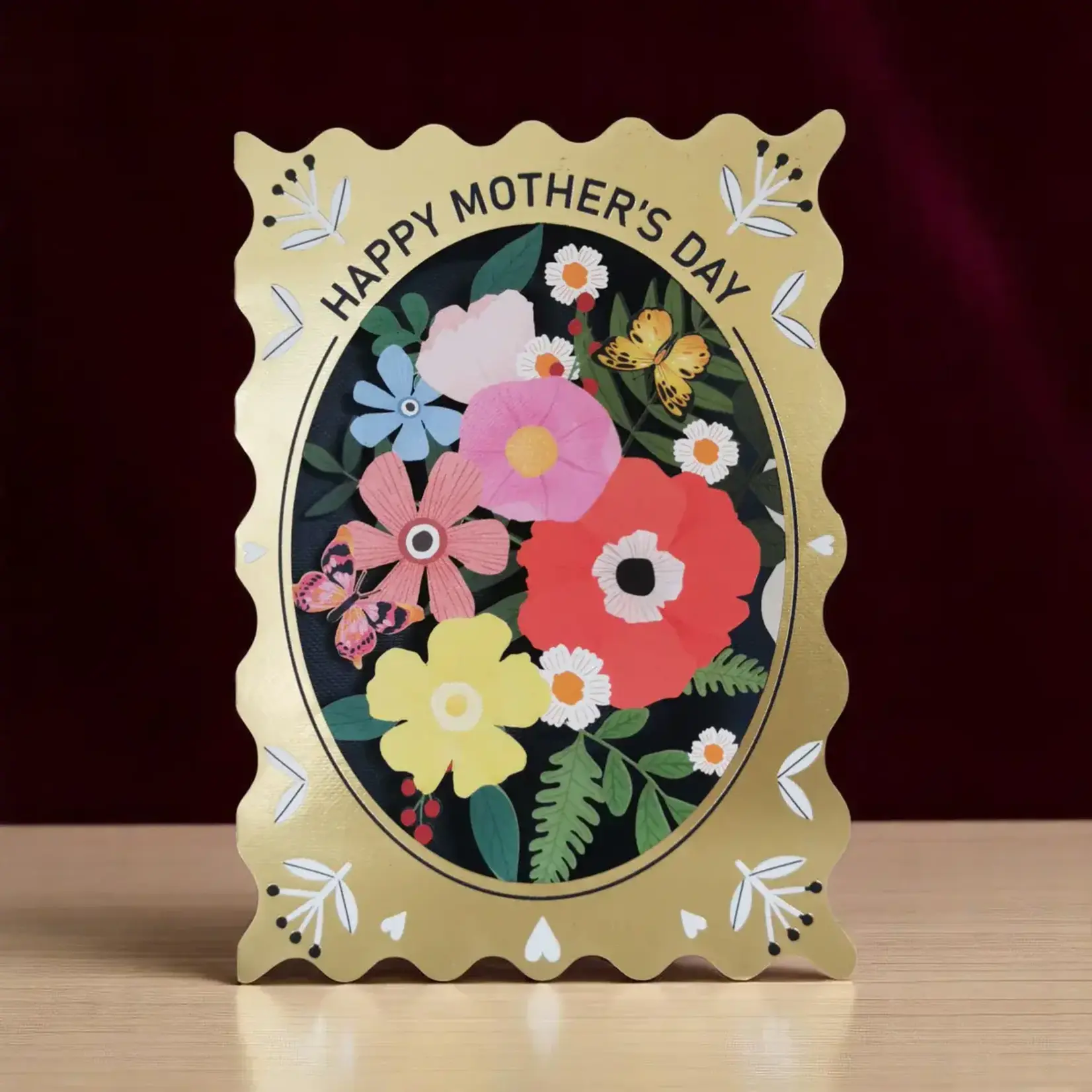 AllJoy Design Gold Stamp Floral Mothers Day Laser Cut Card