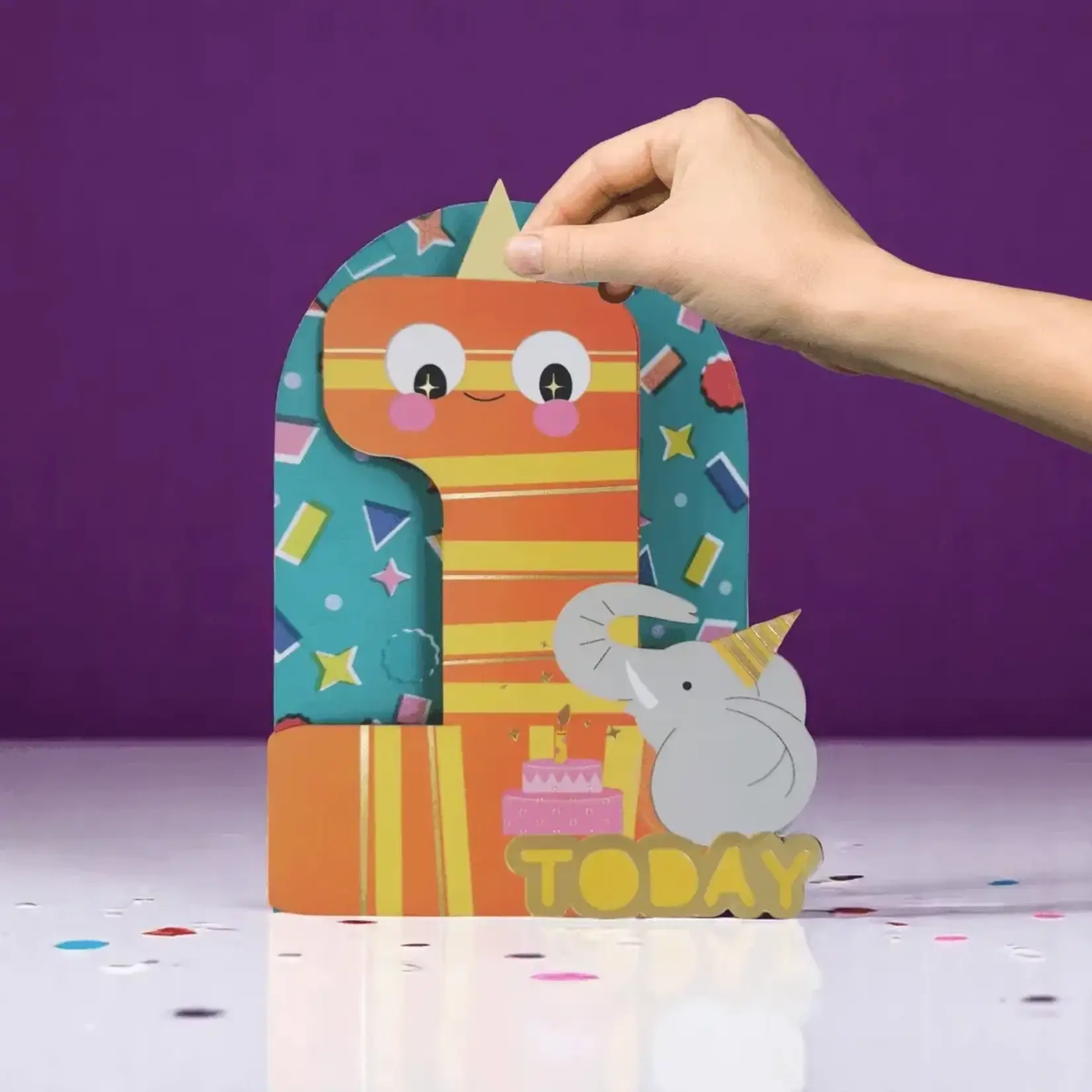 AllJoy Design Age 1 1st Birthday Jiggly Eyes Card