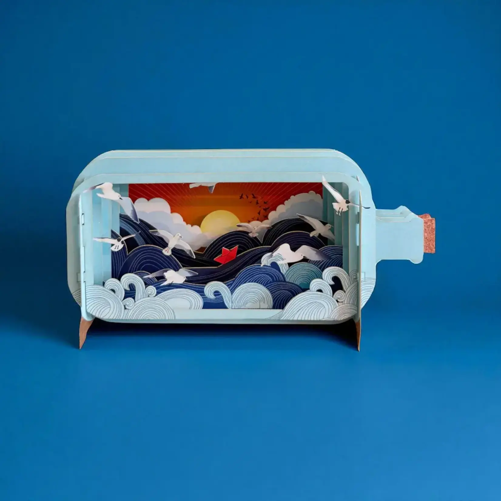 AllJoy Design Origami Boat on Sea 3D Bottle Pop Up Card