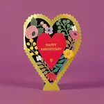 AllJoy Design Happy Anniversary Heart Shaped Laser Cut Card