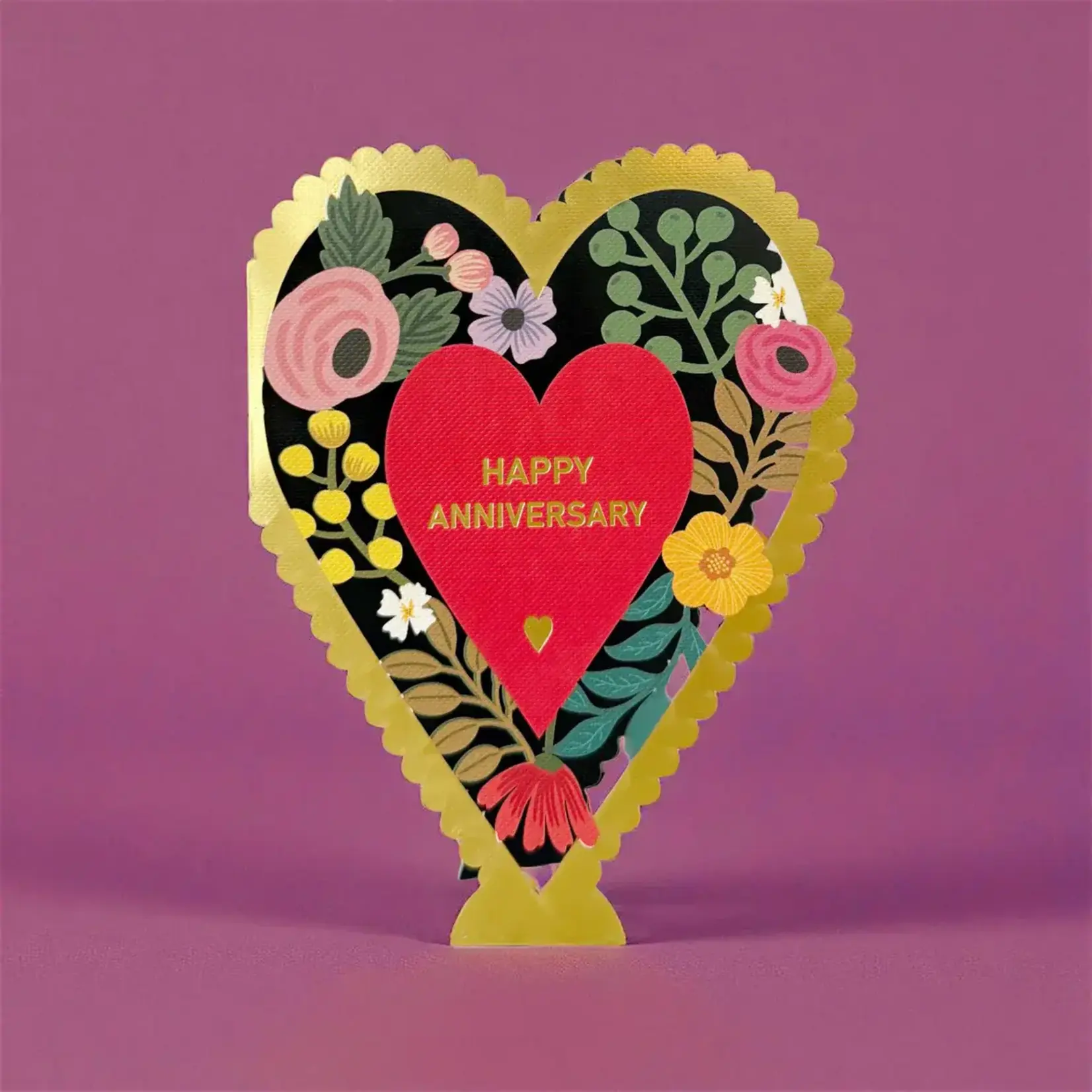 AllJoy Design Happy Anniversary Heart Shaped Laser Cut Card