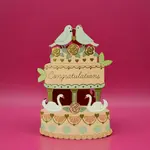 AllJoy Design Congratulations Wedding Cake Swans Laser Cut Card