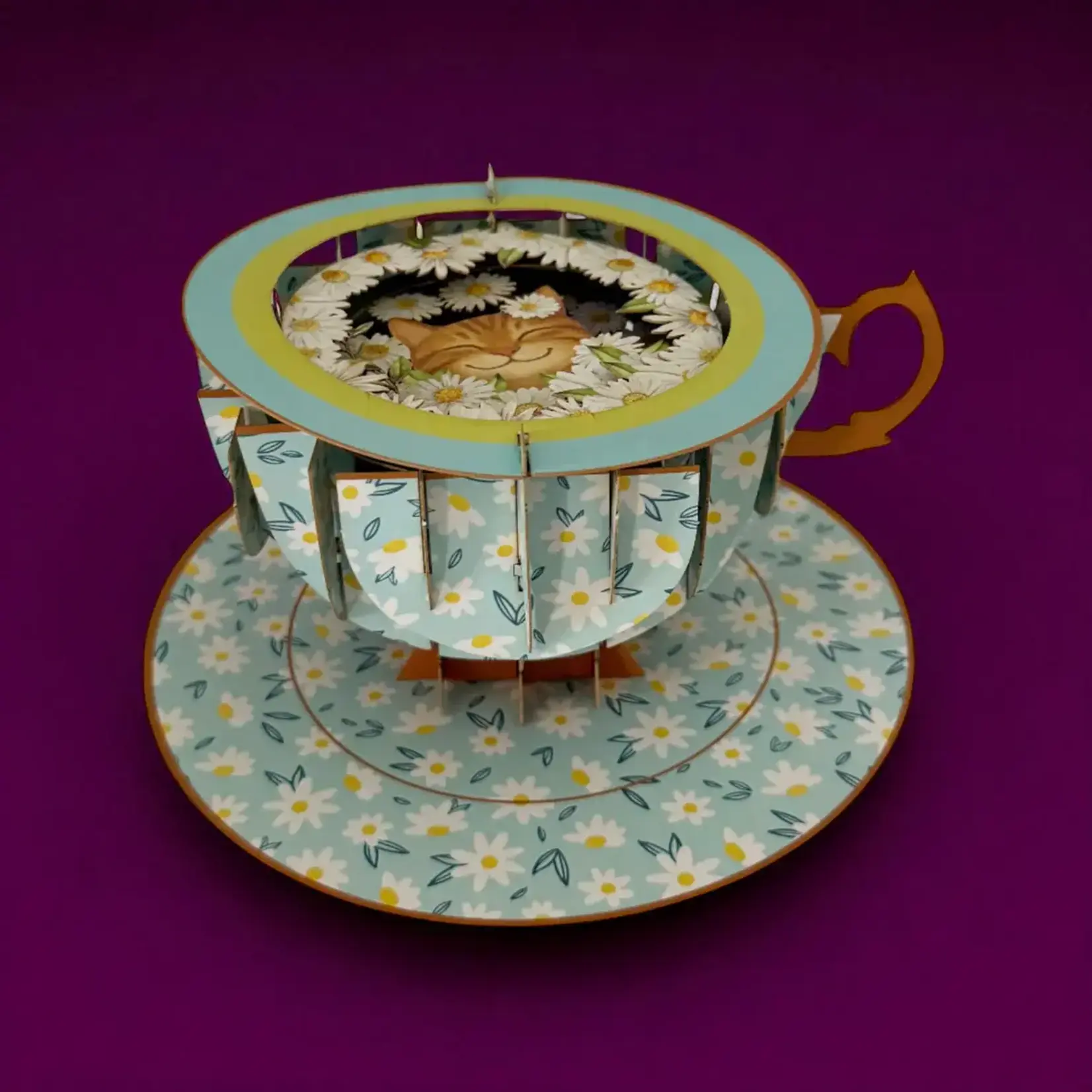 AllJoy Design Cat and Daisy Teacup Card