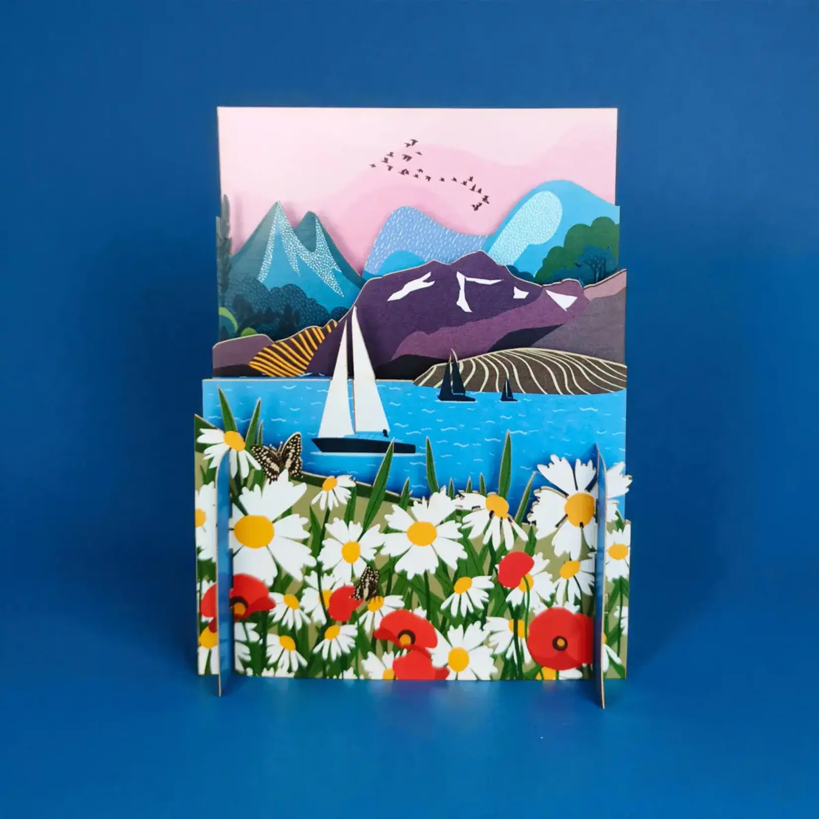 AllJoy Design Sailing Flowers Mountains Pop Up Card