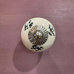 IRON RANGE White Knob Grey Spot Ceramic 40mm Dia
