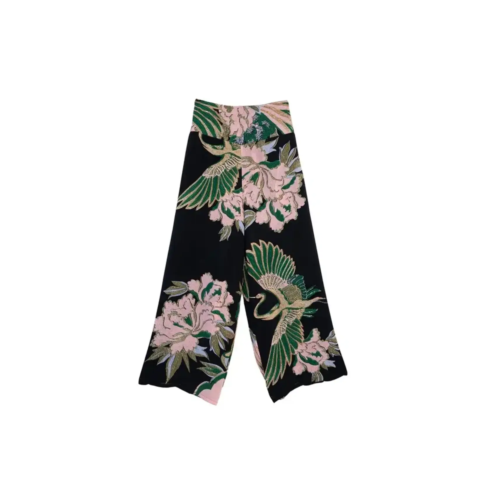 ONE HUNDRED STARS Crane Emerald Crepe Palazzo Pants