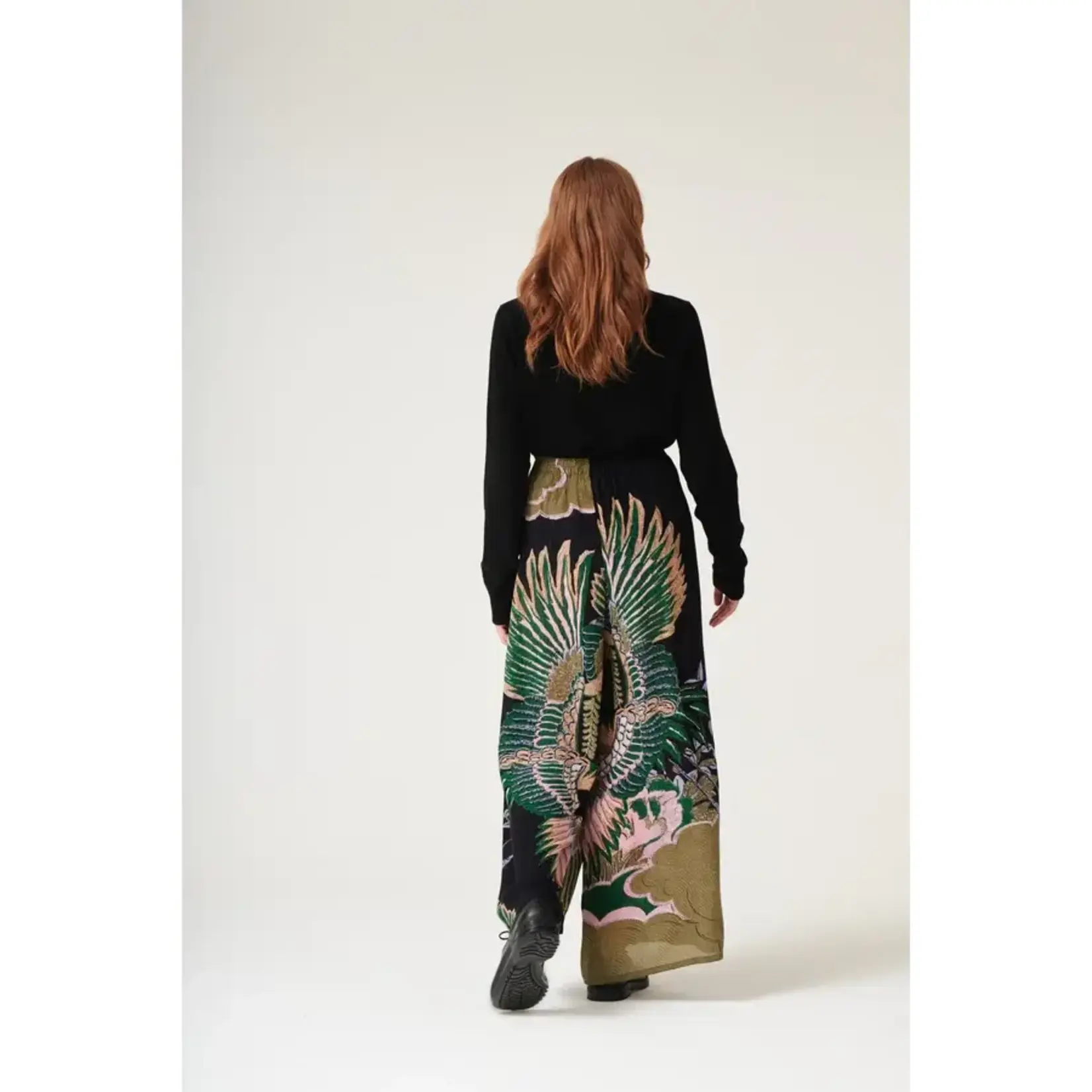 ONE HUNDRED STARS Crane Emerald Crepe Palazzo Pants