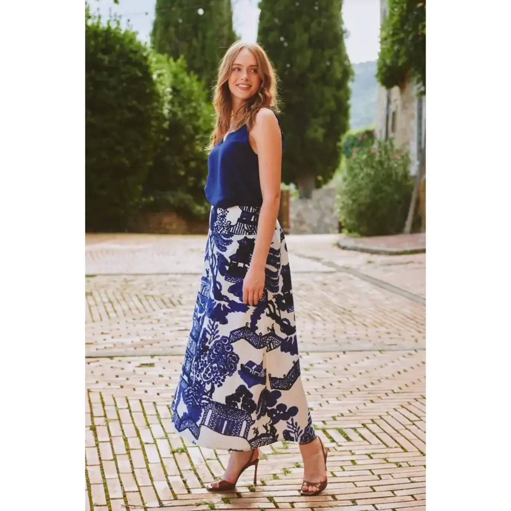 ONE HUNDRED STARS Giant Willow Blue A-line Maxi Skirt