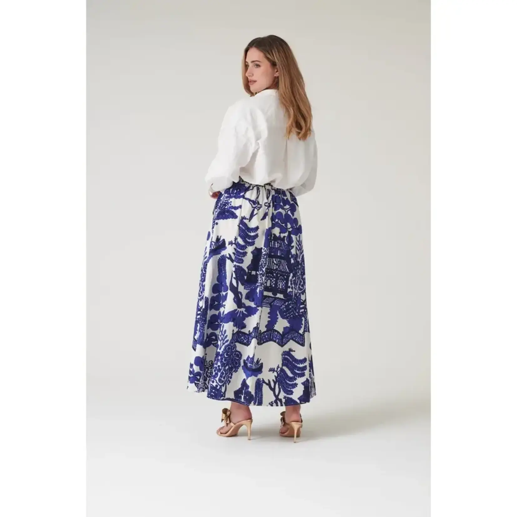 ONE HUNDRED STARS Giant Willow Blue A-line Maxi Skirt