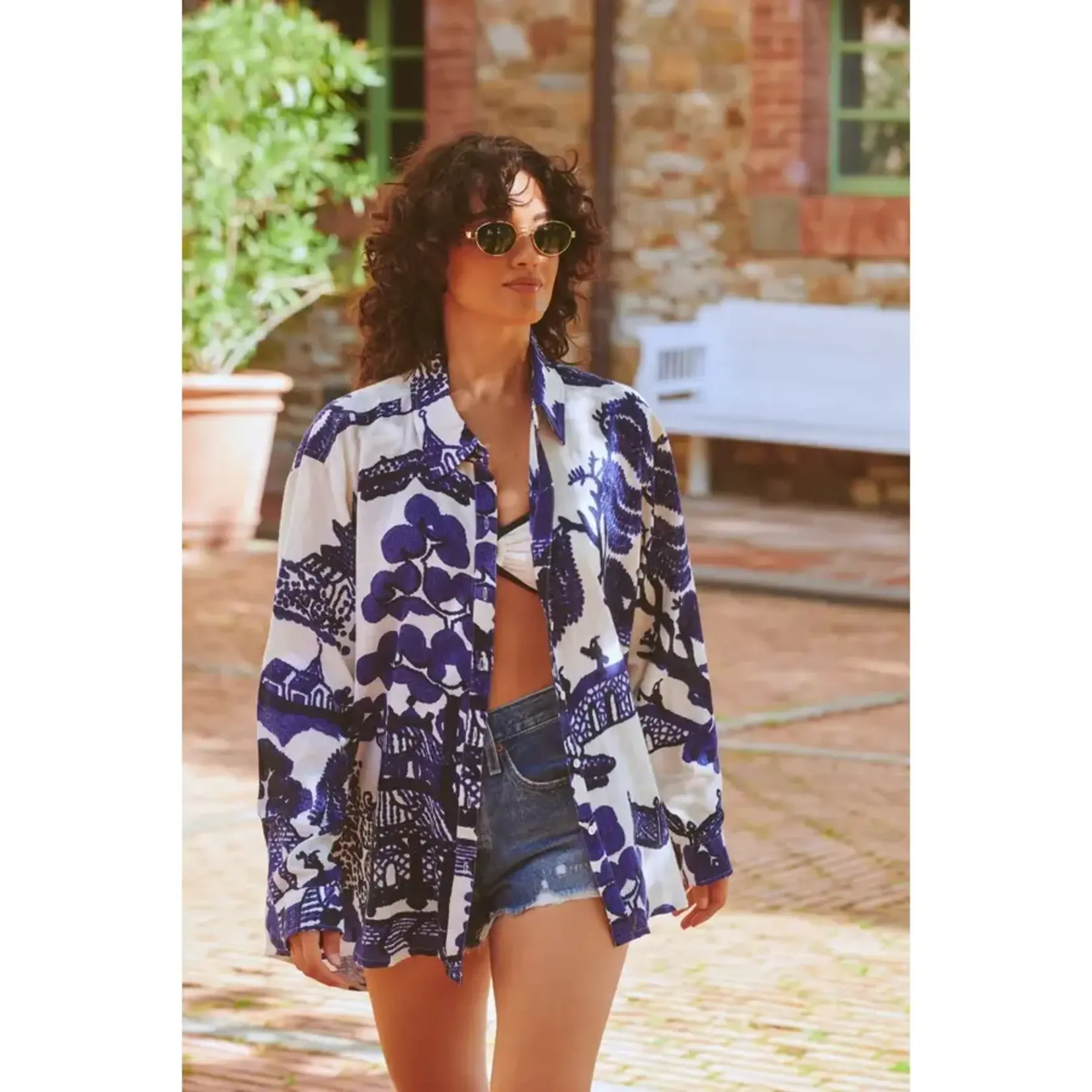 ONE HUNDRED STARS Giant Willow Blue Oversized Shirt