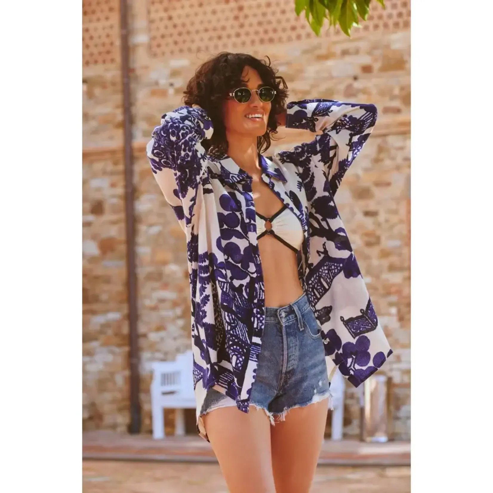 ONE HUNDRED STARS Giant Willow Blue Oversized Shirt