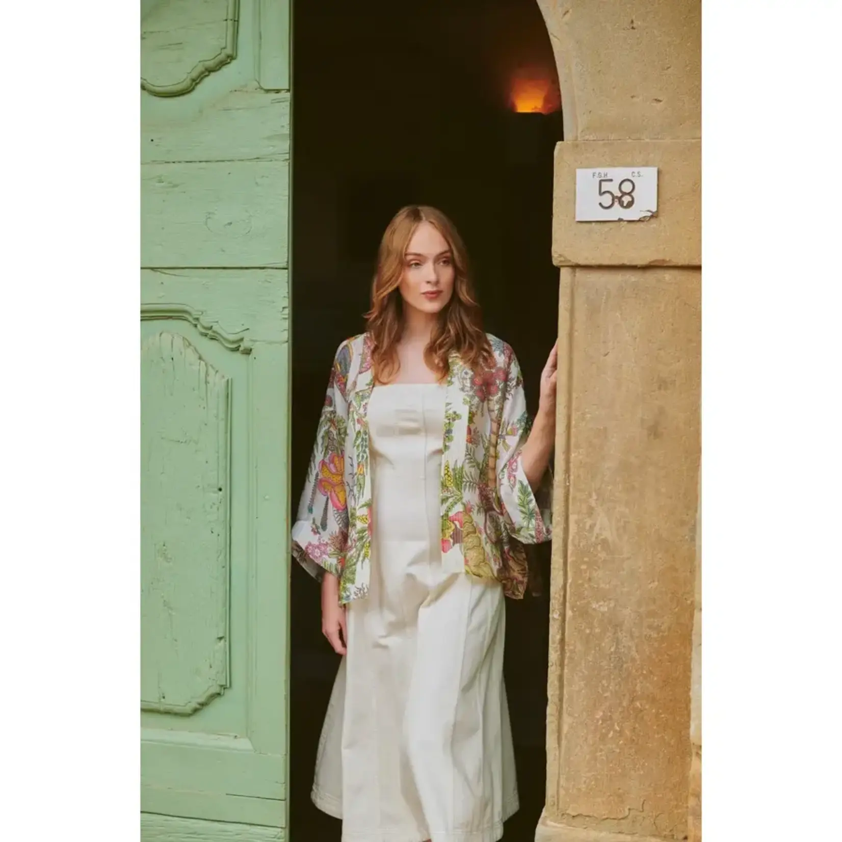 ONE HUNDRED STARS Boho Garden Ecru Kimono