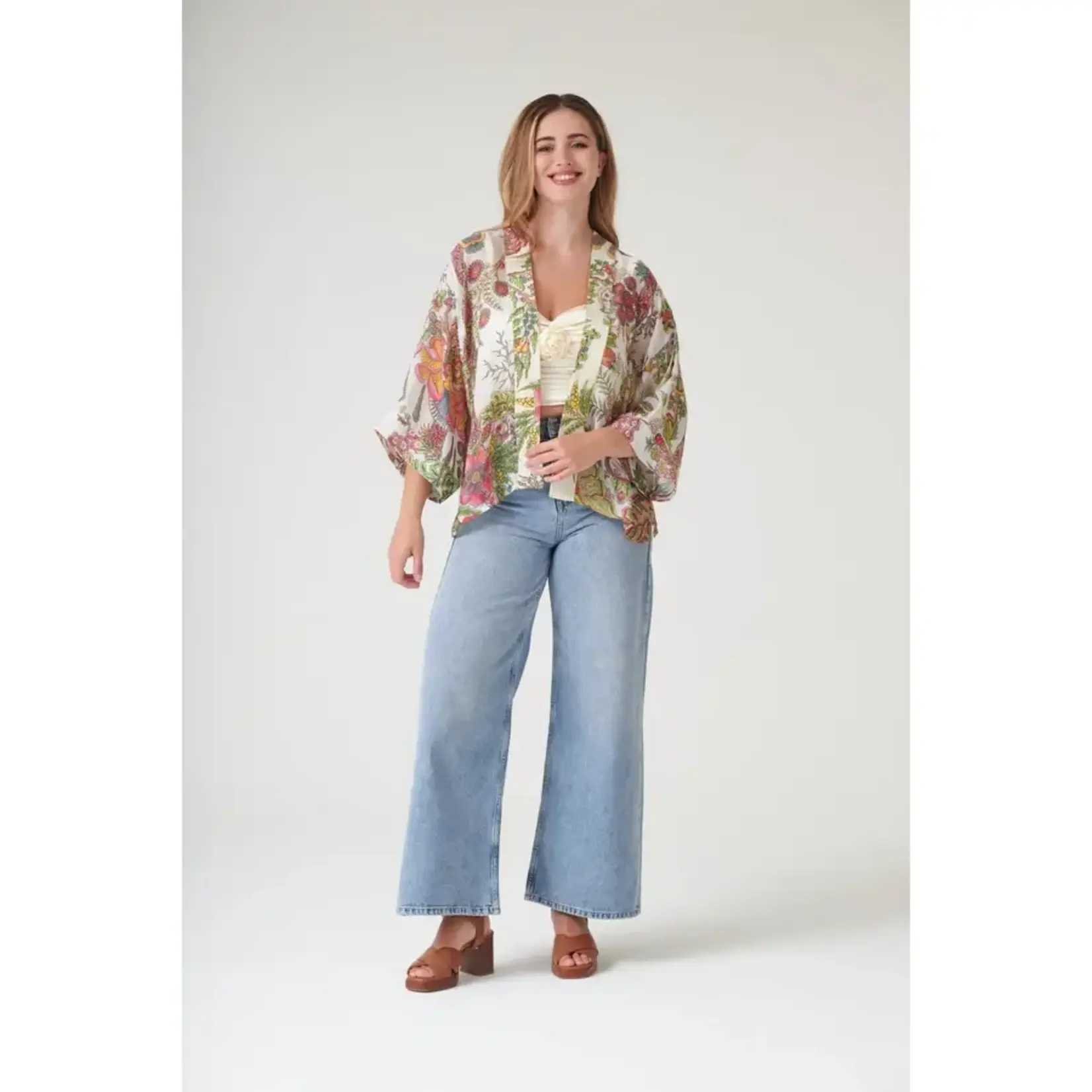 ONE HUNDRED STARS Boho Garden Ecru Kimono