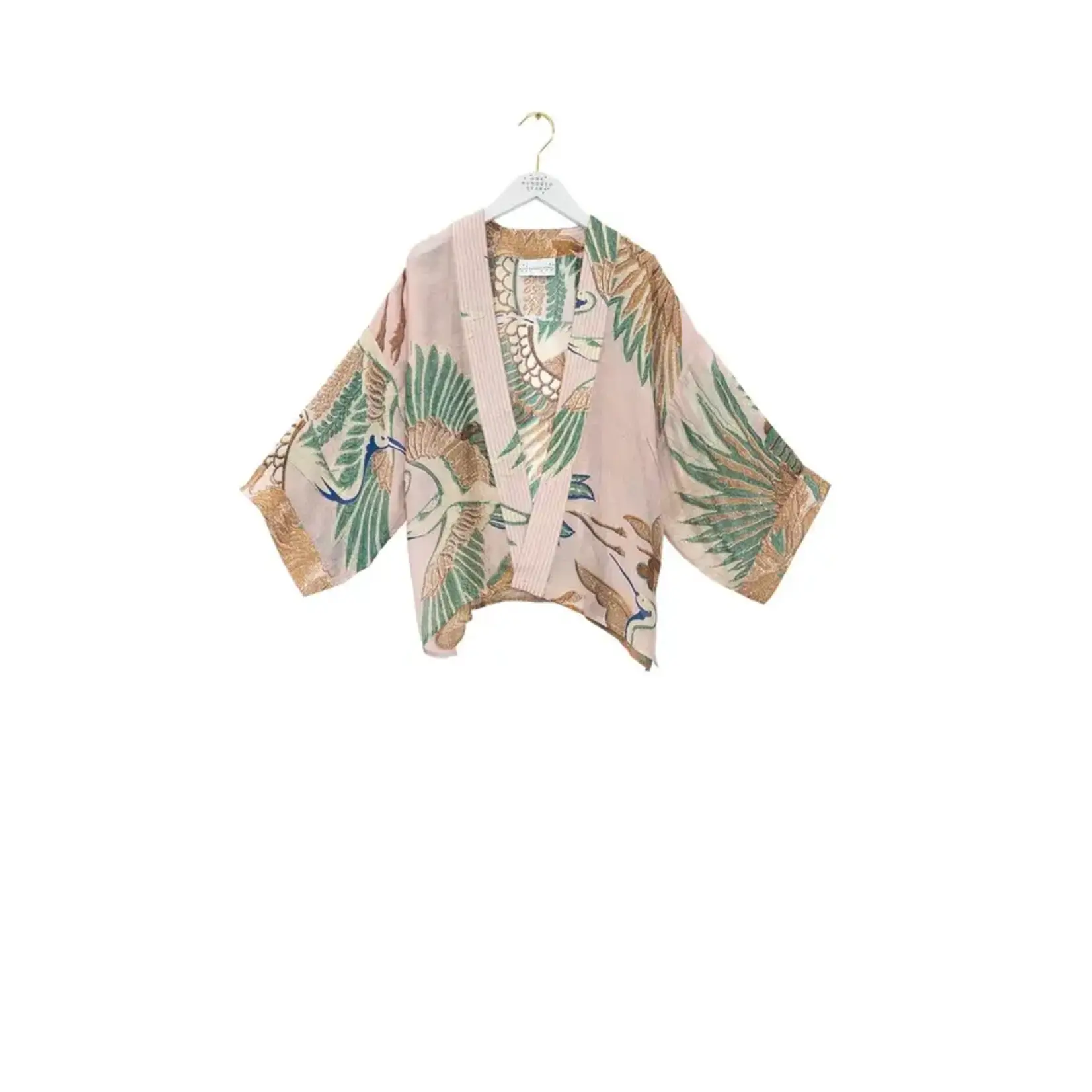 ONE HUNDRED STARS Crane Plaster Pink Kimono