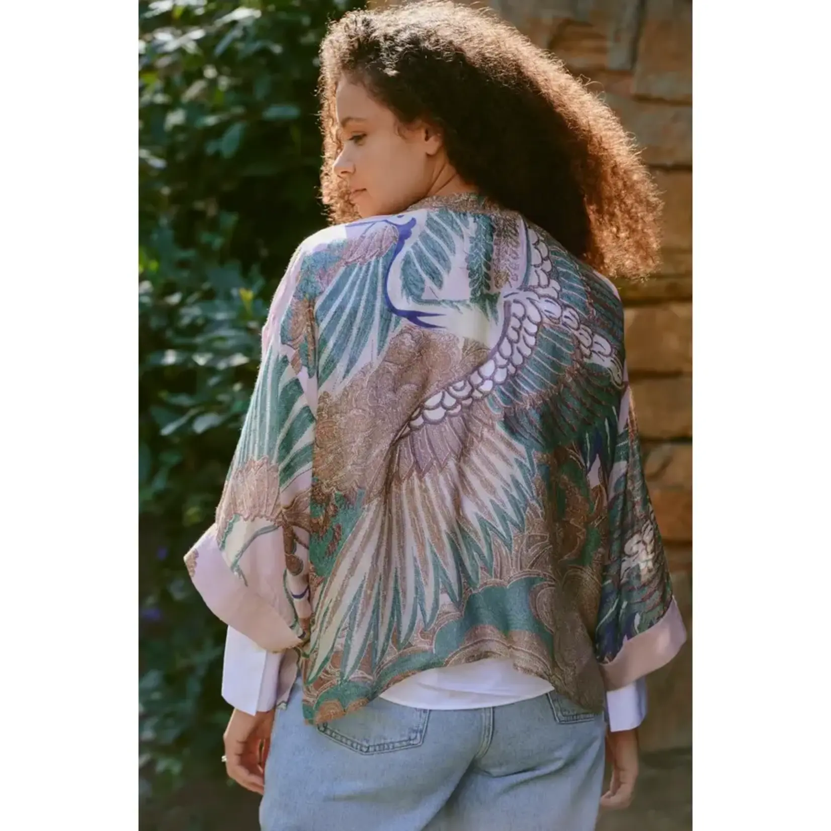 ONE HUNDRED STARS Crane Plaster Pink Kimono