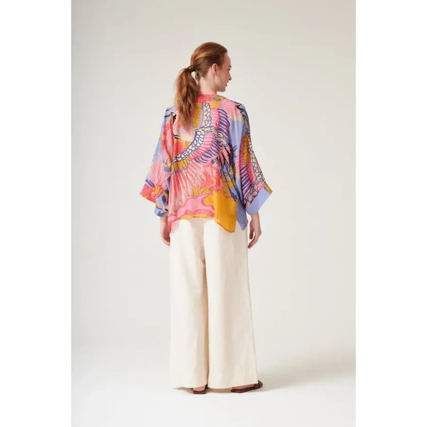 ONE HUNDRED STARS Crane Periwinkle Kimono