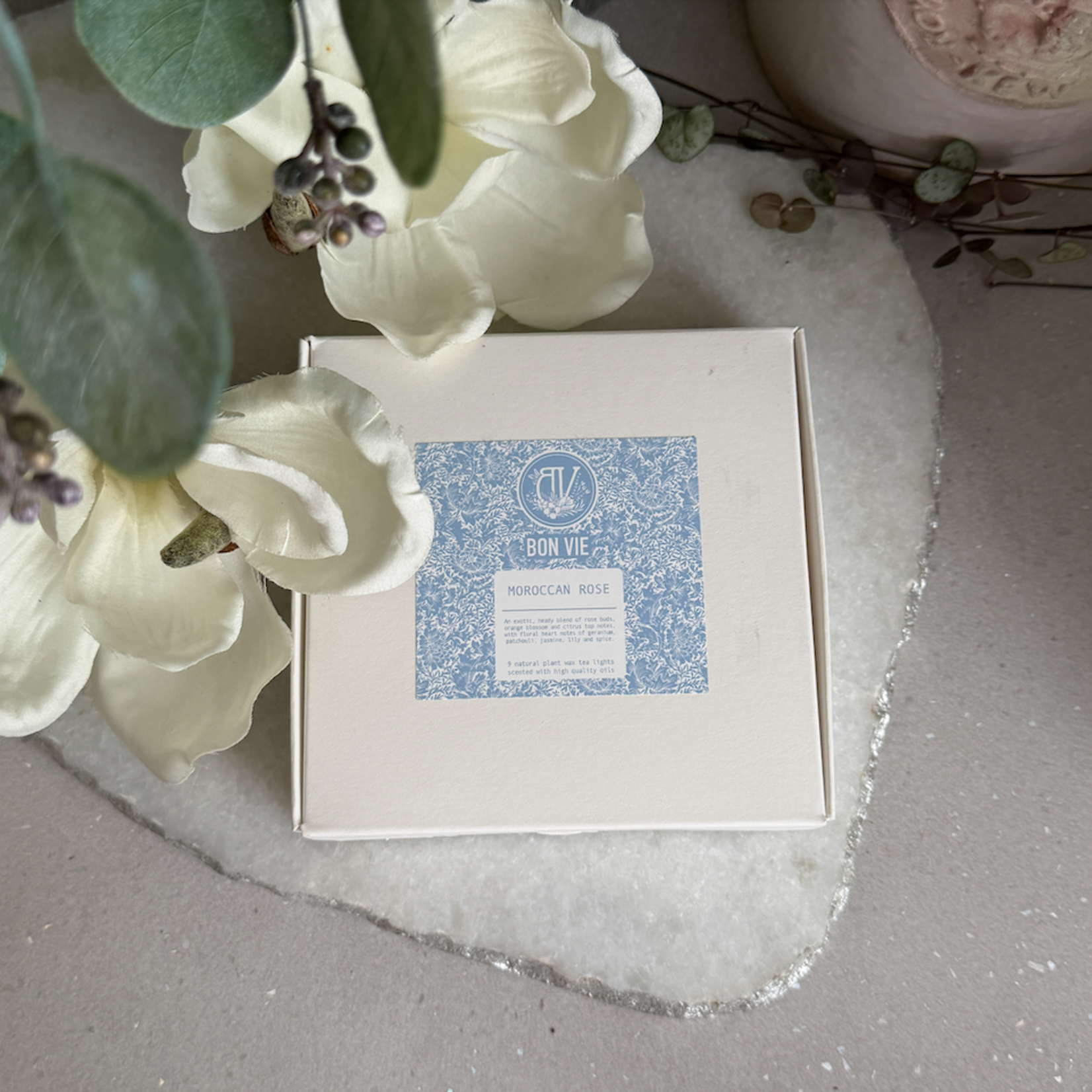 Heaven Scent MOROCCAN ROSE Bon Vie Aluminium Tea Lights Box of 9