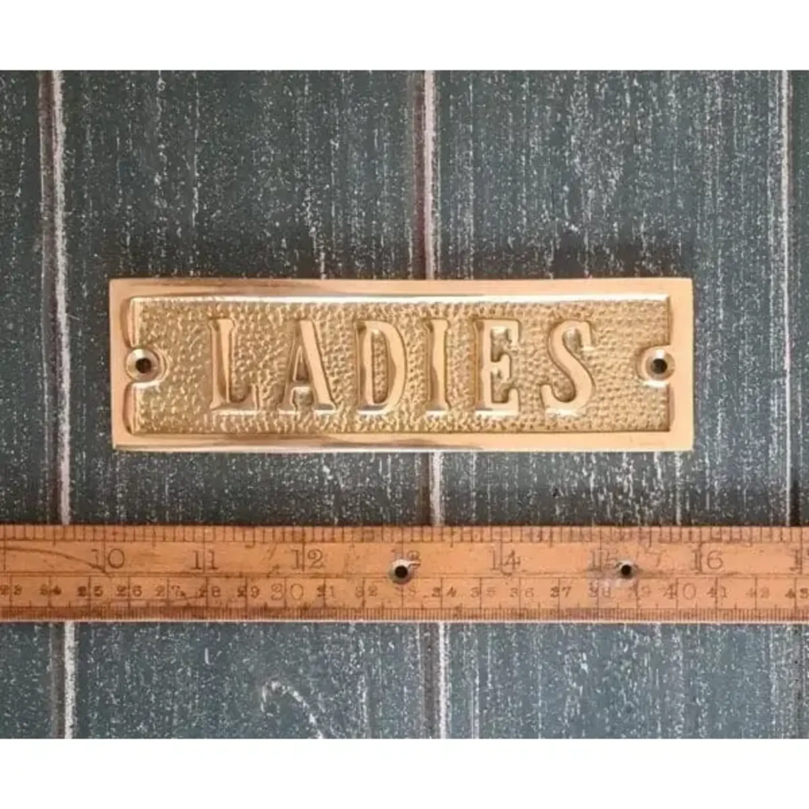 IRON RANGE Plaque LADIES Cast Polished Brass 45mm x 150mm