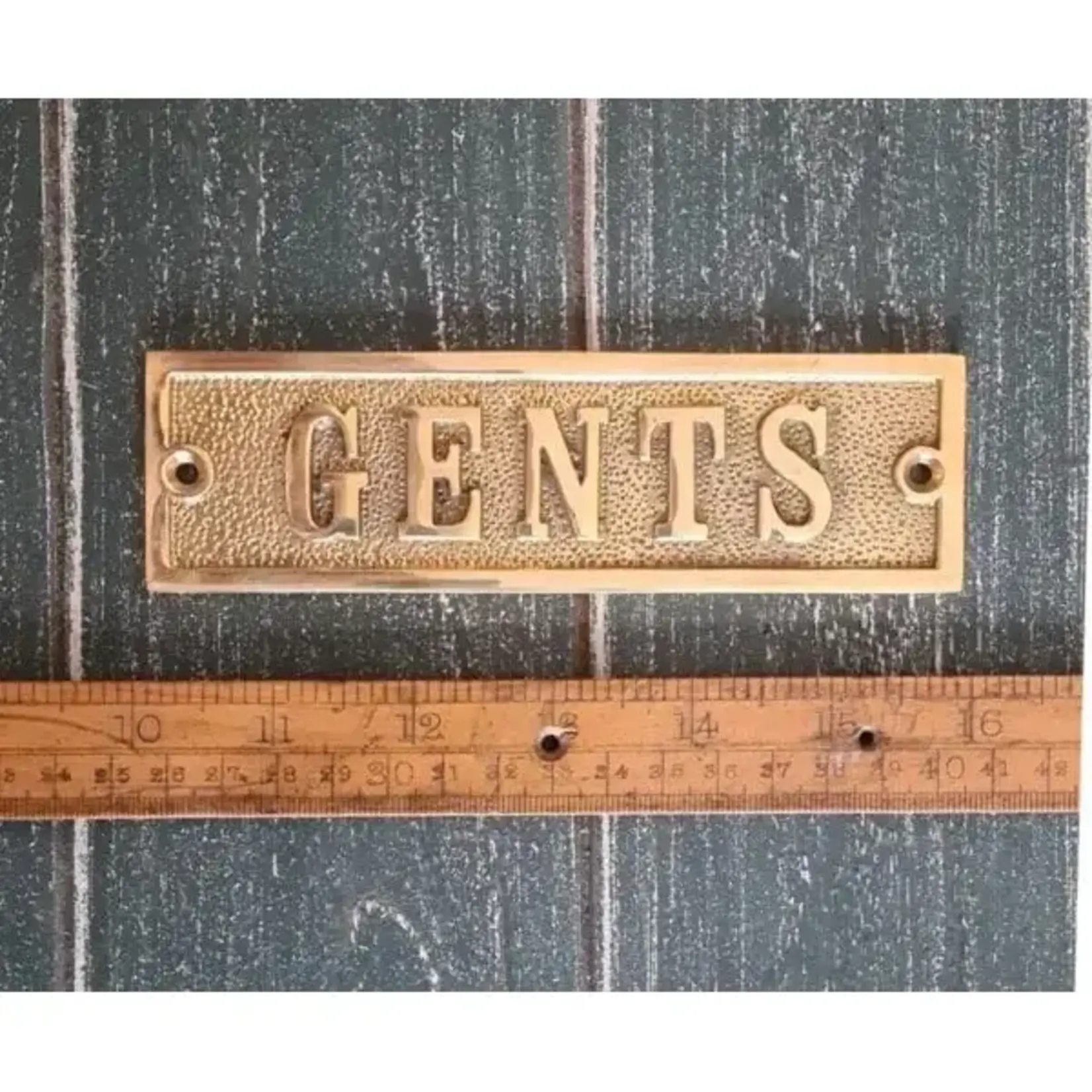 IRON RANGE Plaque GENTS Cast Polished Brass 45mm x 150mm