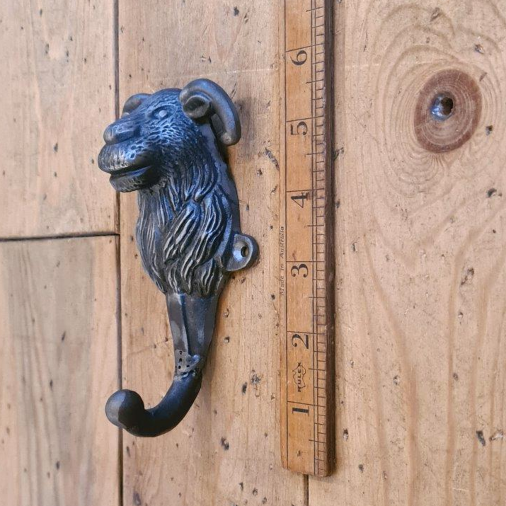 IRON RANGE Coat Hook Single GRUFFALO Cast Antique Iron 140mm