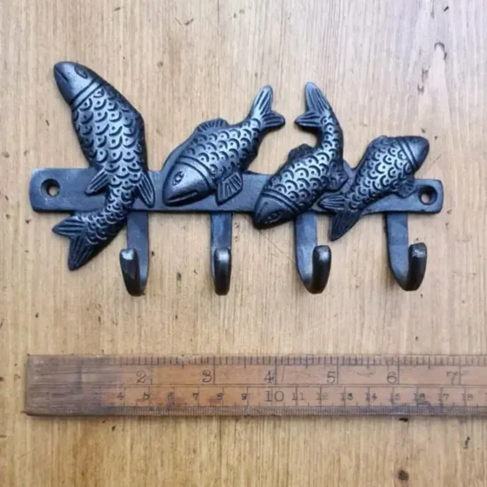 IRON RANGE Coat Hook FISH 4 Hooks Cast Antique Iron 170 x 100mm