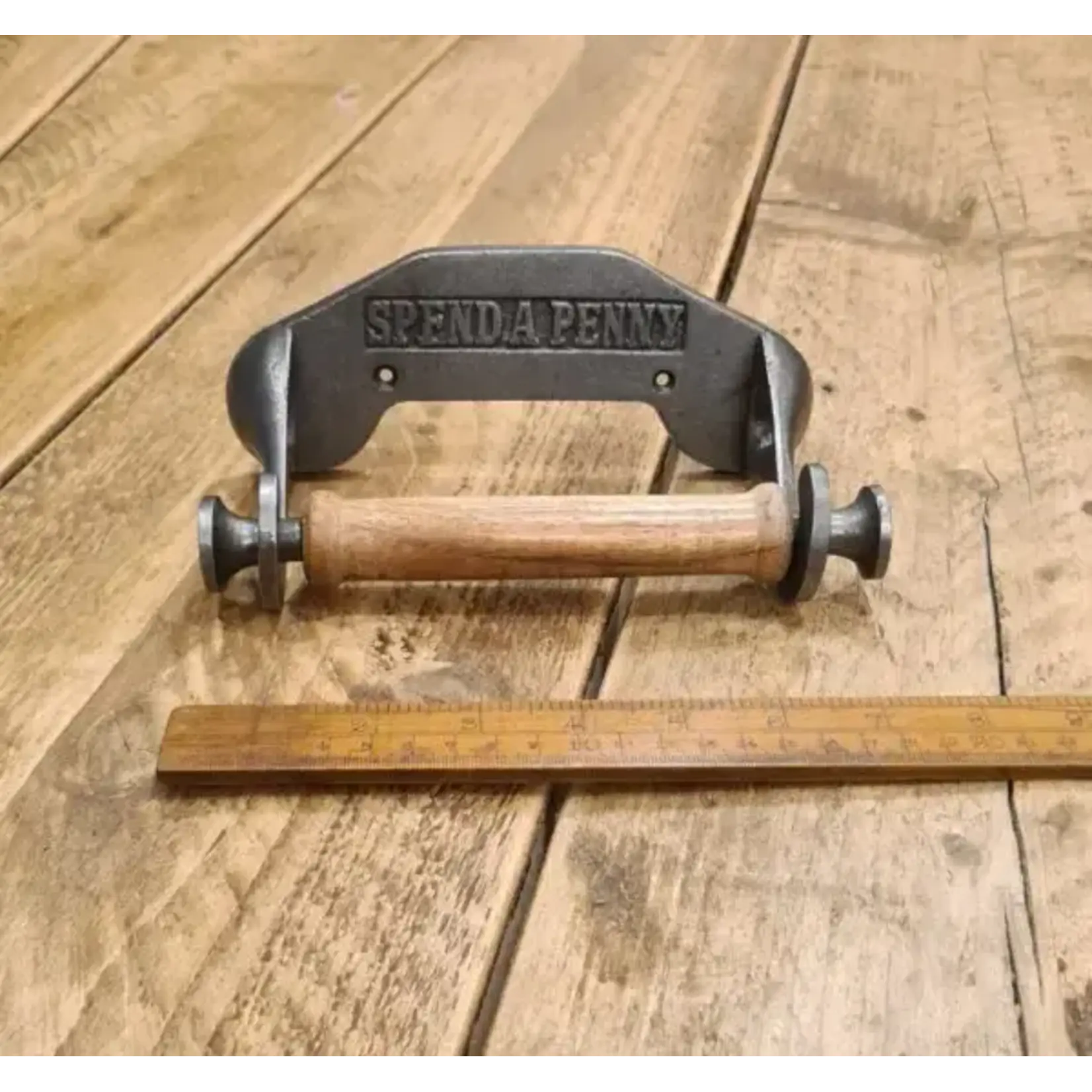 IRON RANGE Toilet Roll Holder SPEND A PENNY Drop In PECKHAM Antique Iron 150mm