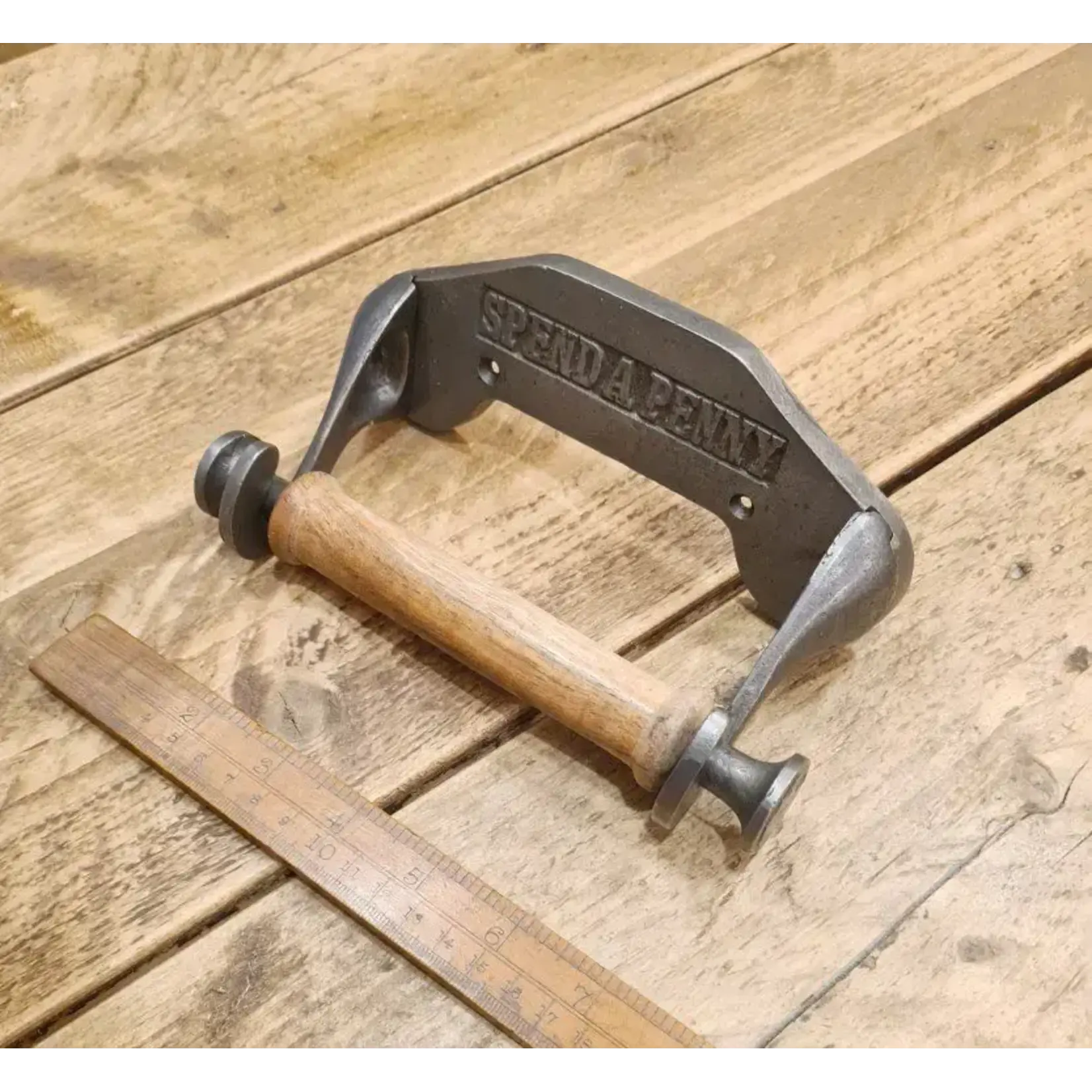 IRON RANGE Toilet Roll Holder SPEND A PENNY Drop In PECKHAM Antique Iron 150mm