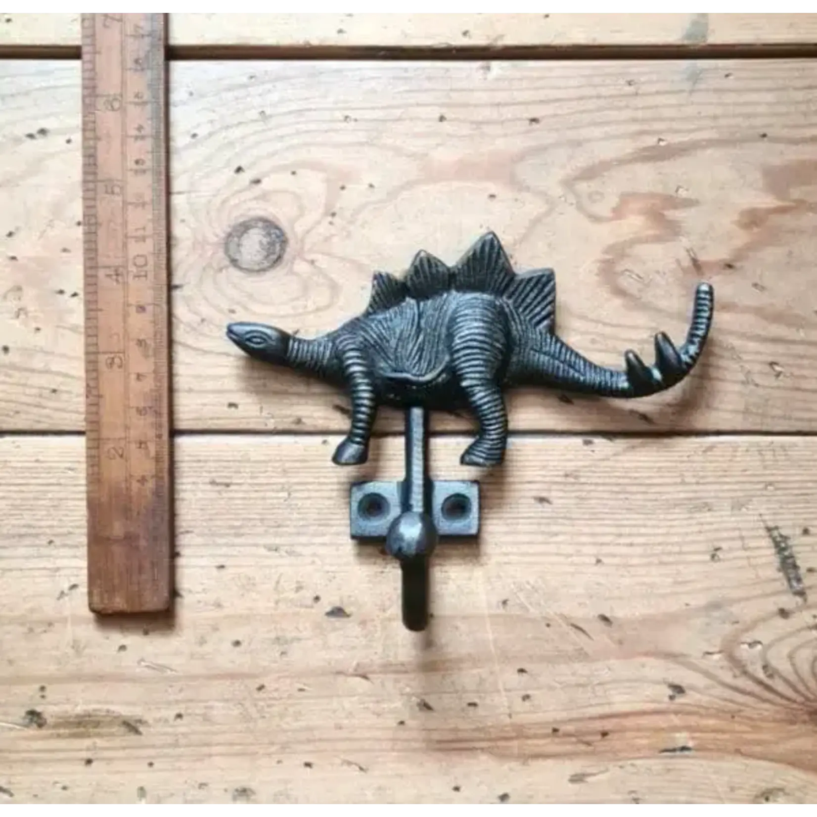 IRON RANGE Coat Hook Single Dinosaur STEGOSAURUS Cast Ant Iron 140 x 110mm High