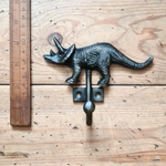 IRON RANGE Coat Hook Single Dinosaur TRICERATOPS Cast Ant Iron 135 x 110mm High